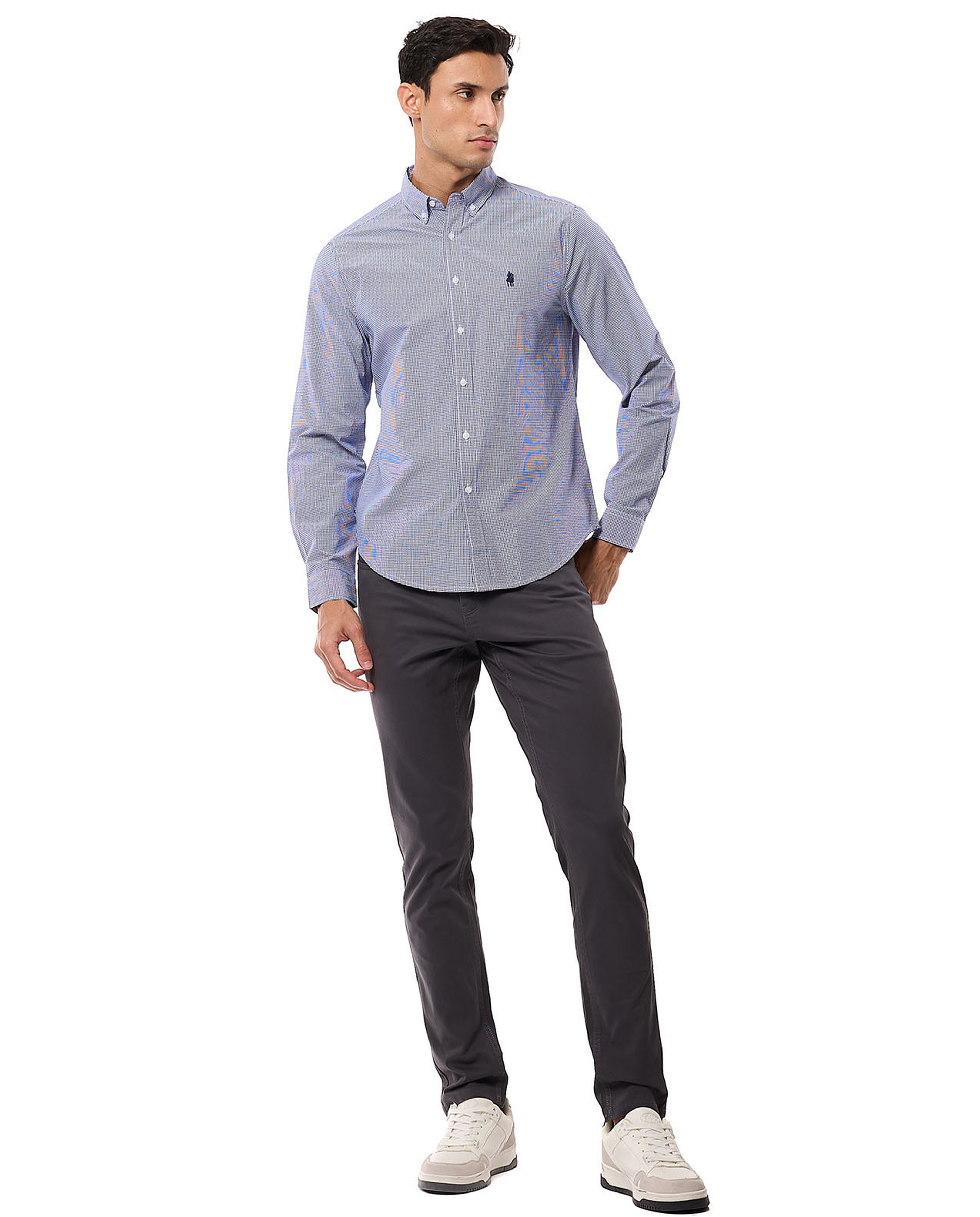 Solid Slim Fit Trousers with Button Closure