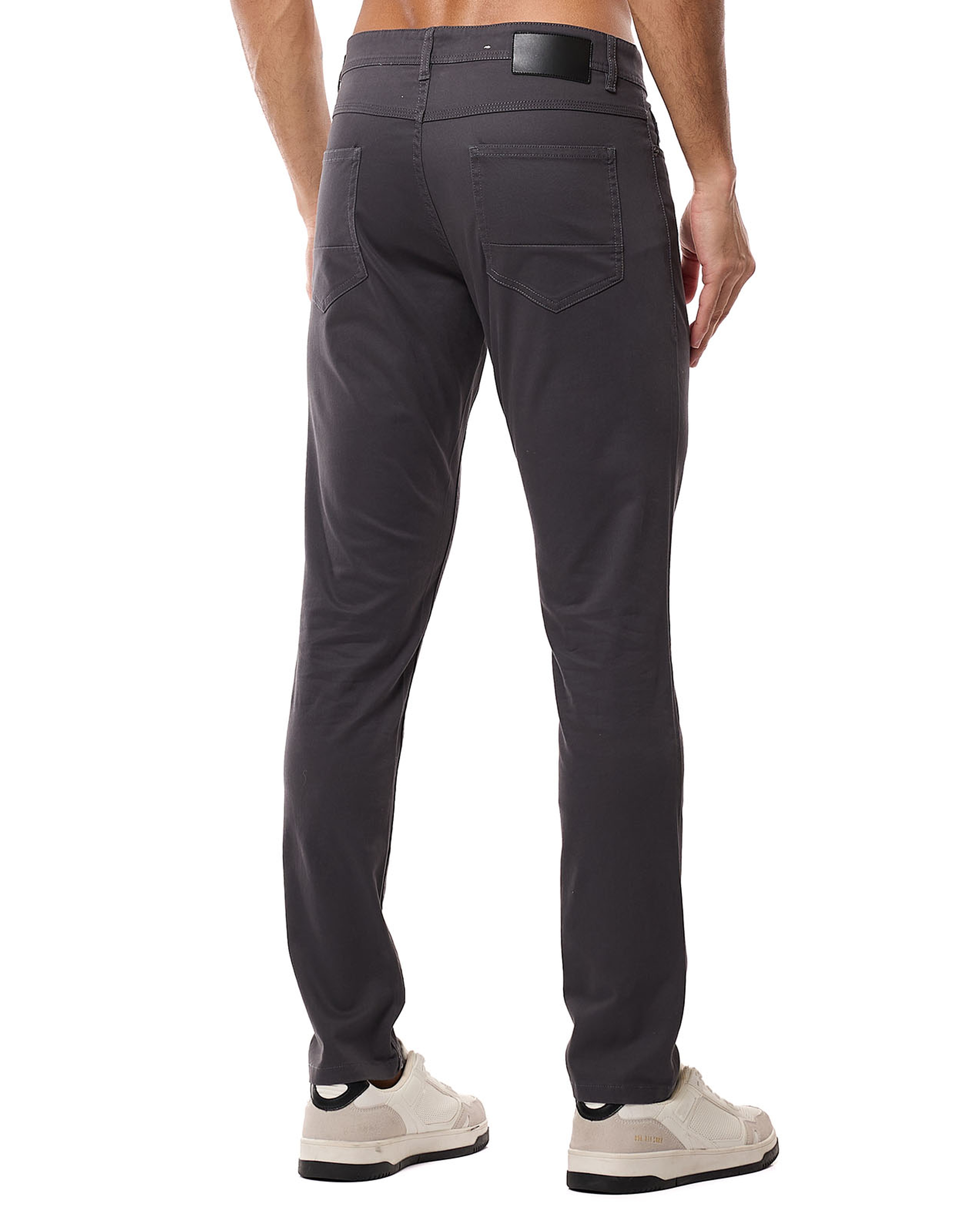 Solid Slim Fit Trousers with Button Closure