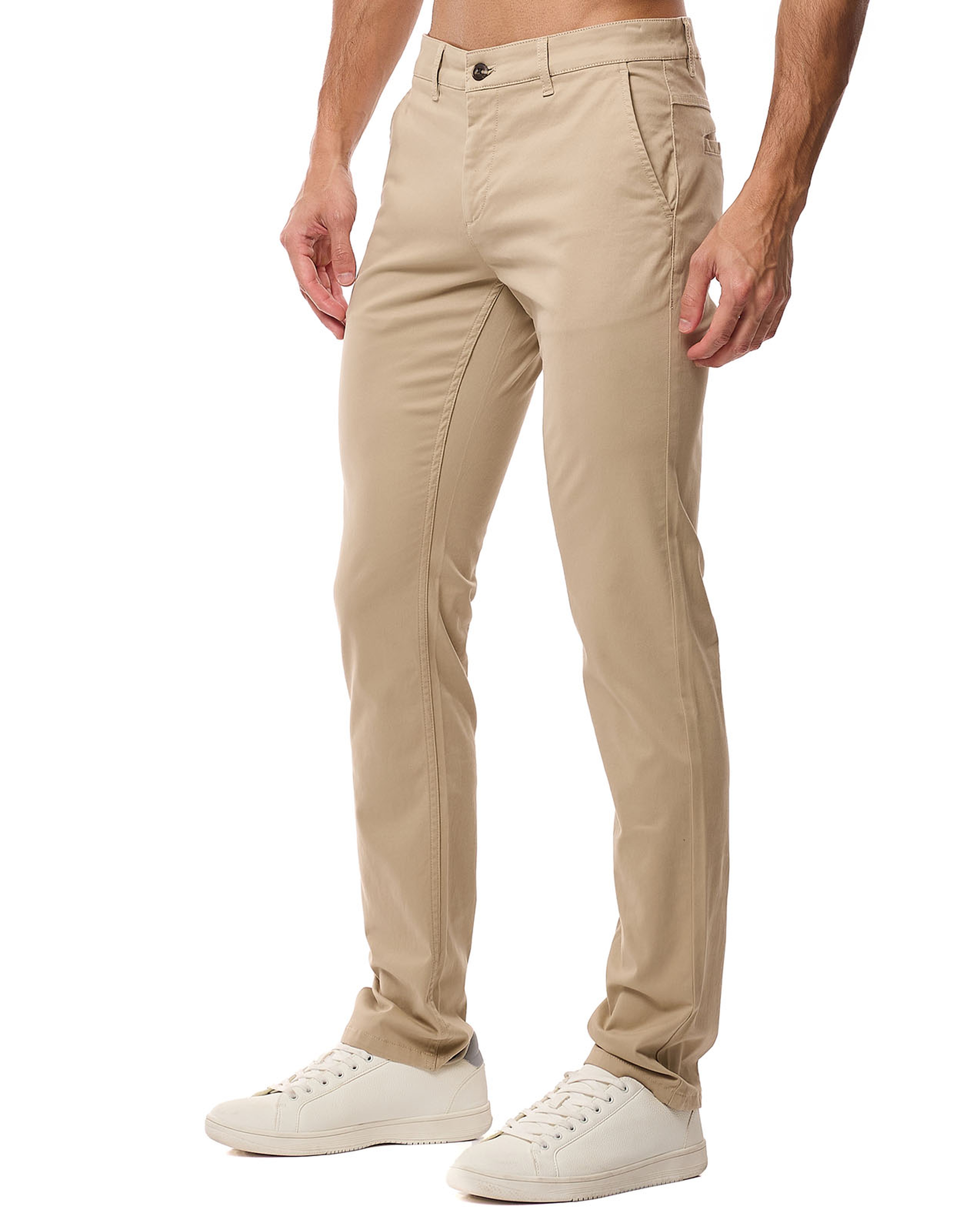 Solid Slim Fit Trousers with Button Closure