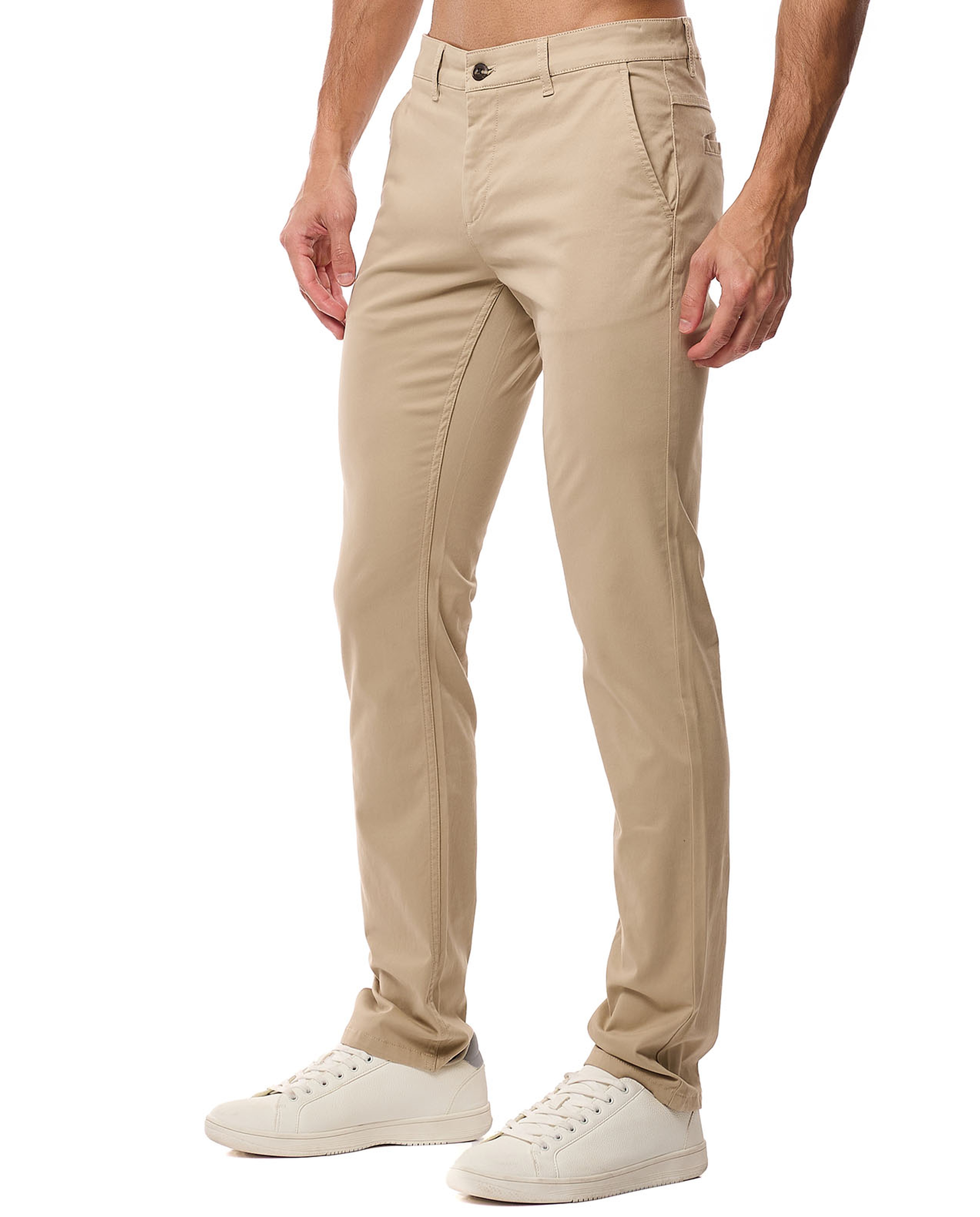 Solid Slim Fit Trousers with Button Closure
