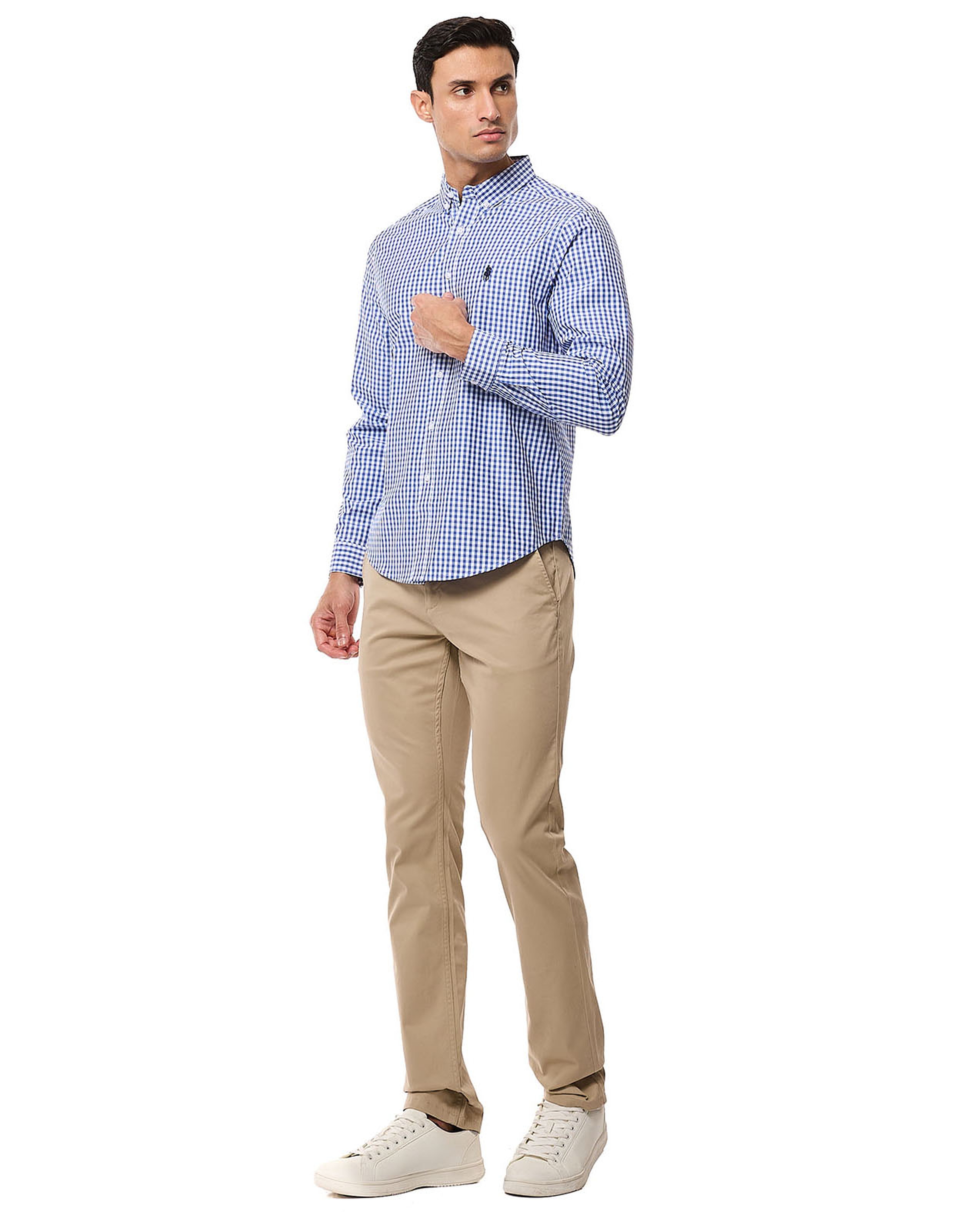 Solid Slim Fit Trousers with Button Closure