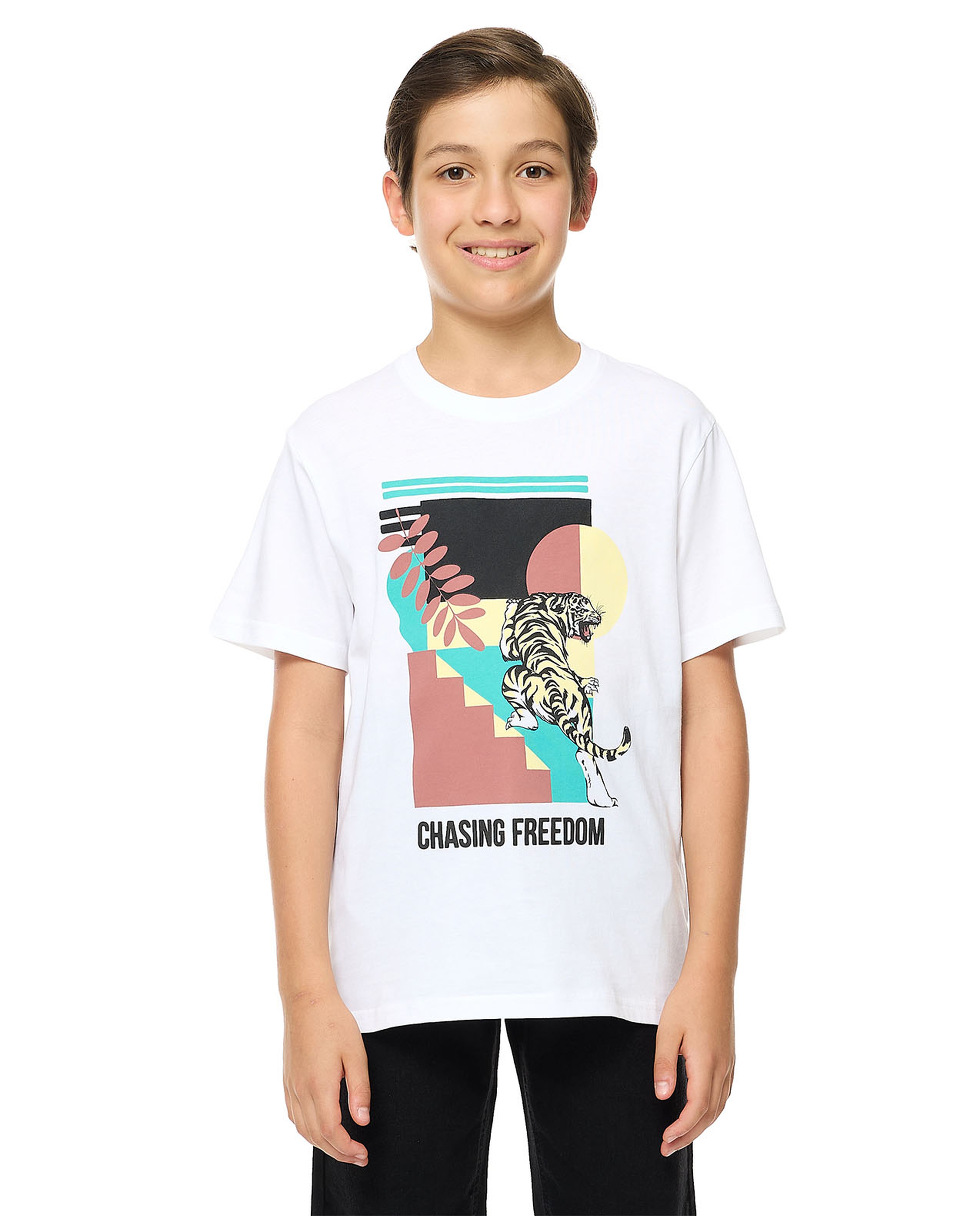 Printed T-Shirt with Crew Neck and Short Sleeves