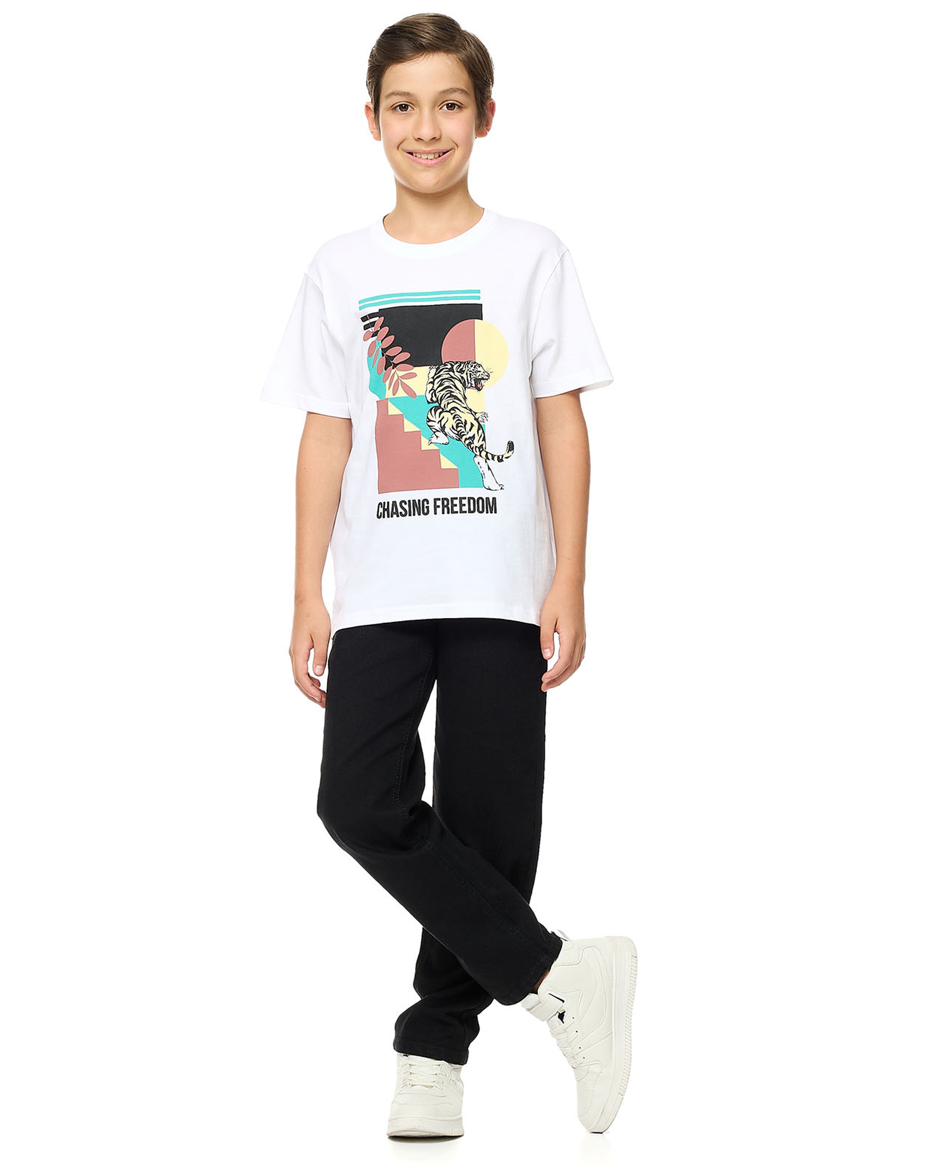 Printed T-Shirt with Crew Neck and Short Sleeves