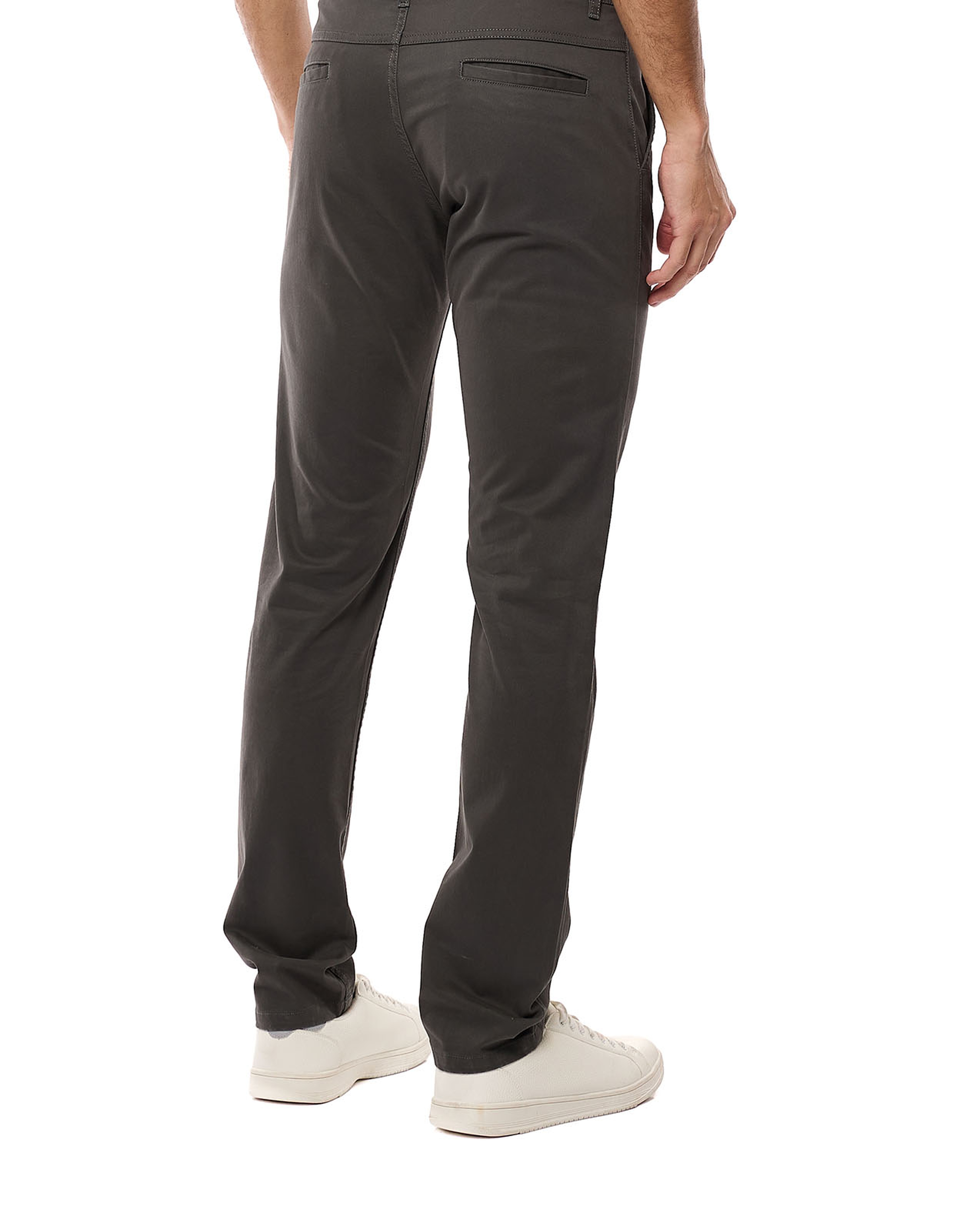 Solid Slim Fit Trousers with Button Closure