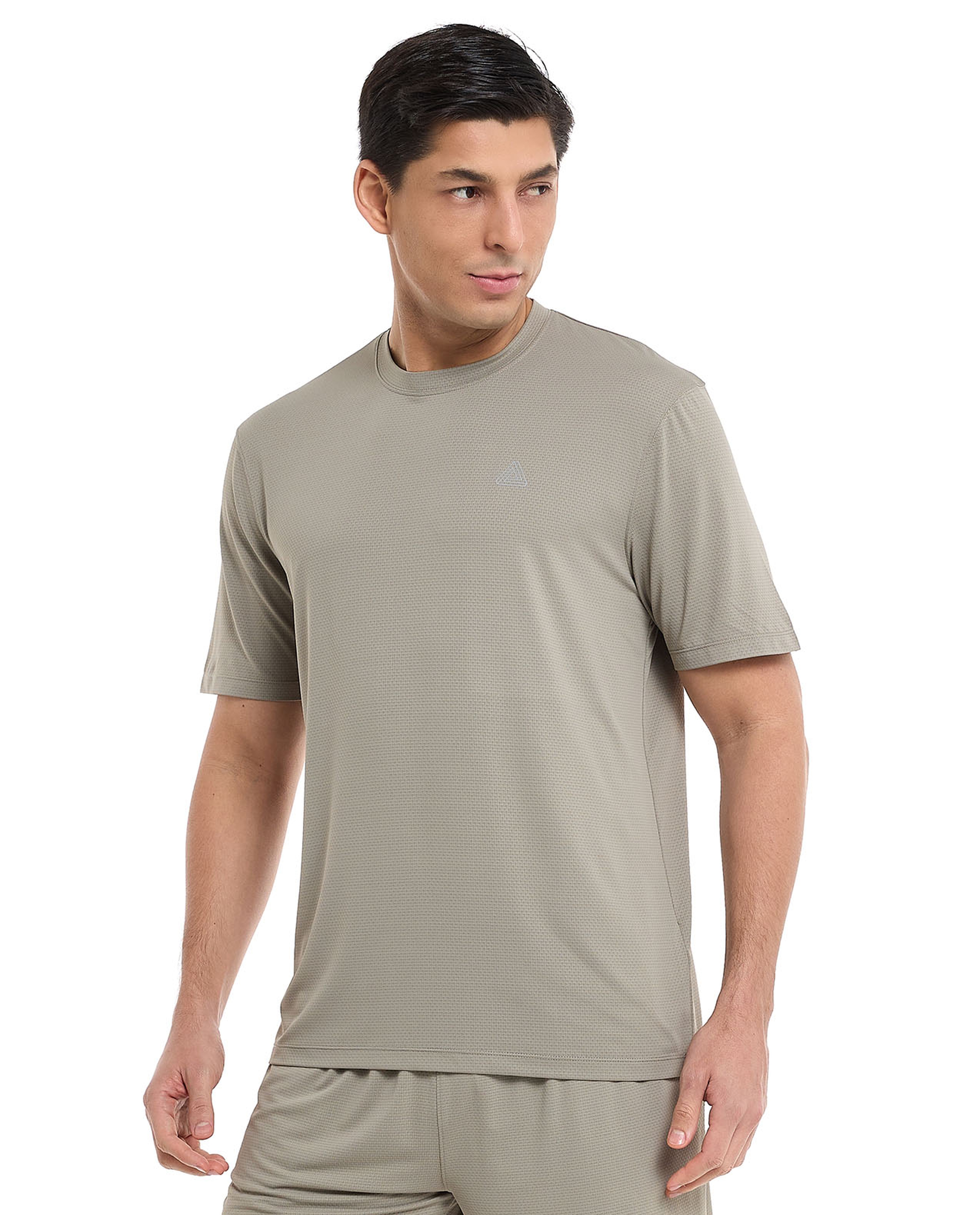 Logo Detail Active T-Shirt with Crew Neck and Short Sleeves