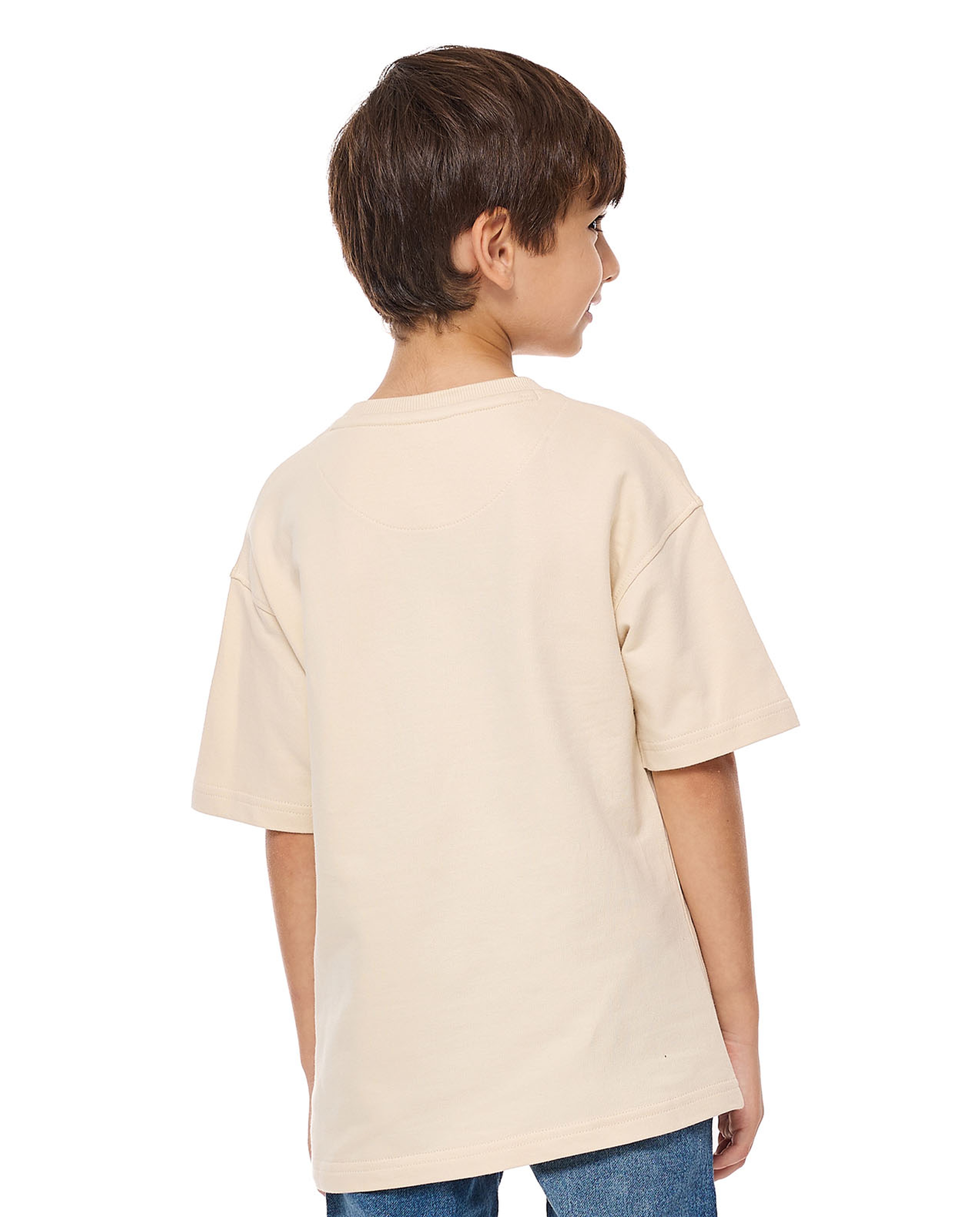 Crochet Pocket Detail T-Shirt with Crew Neck and Short Sleeves