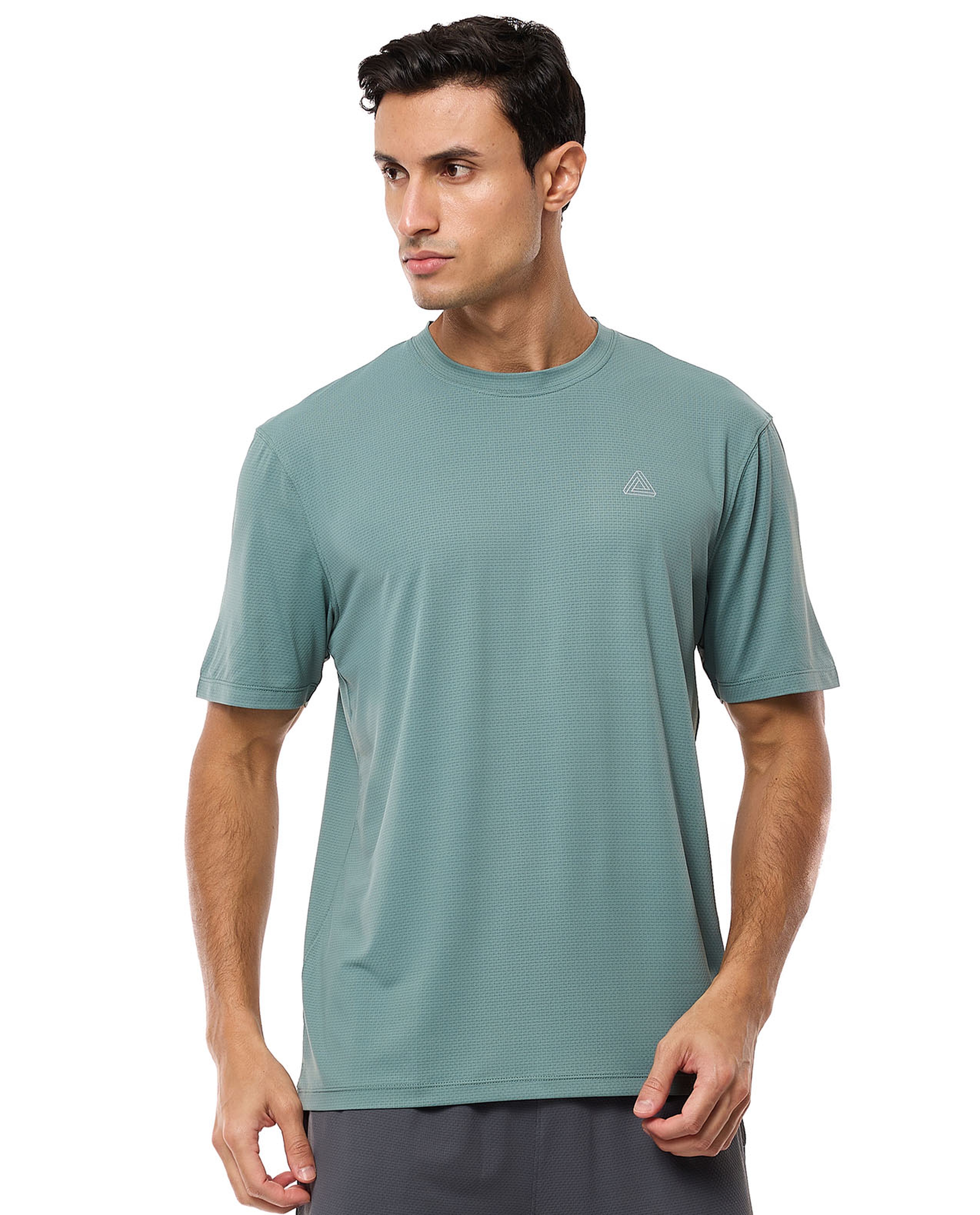 Logo Detail Active T-Shirt with Crew Neck and Short Sleeves