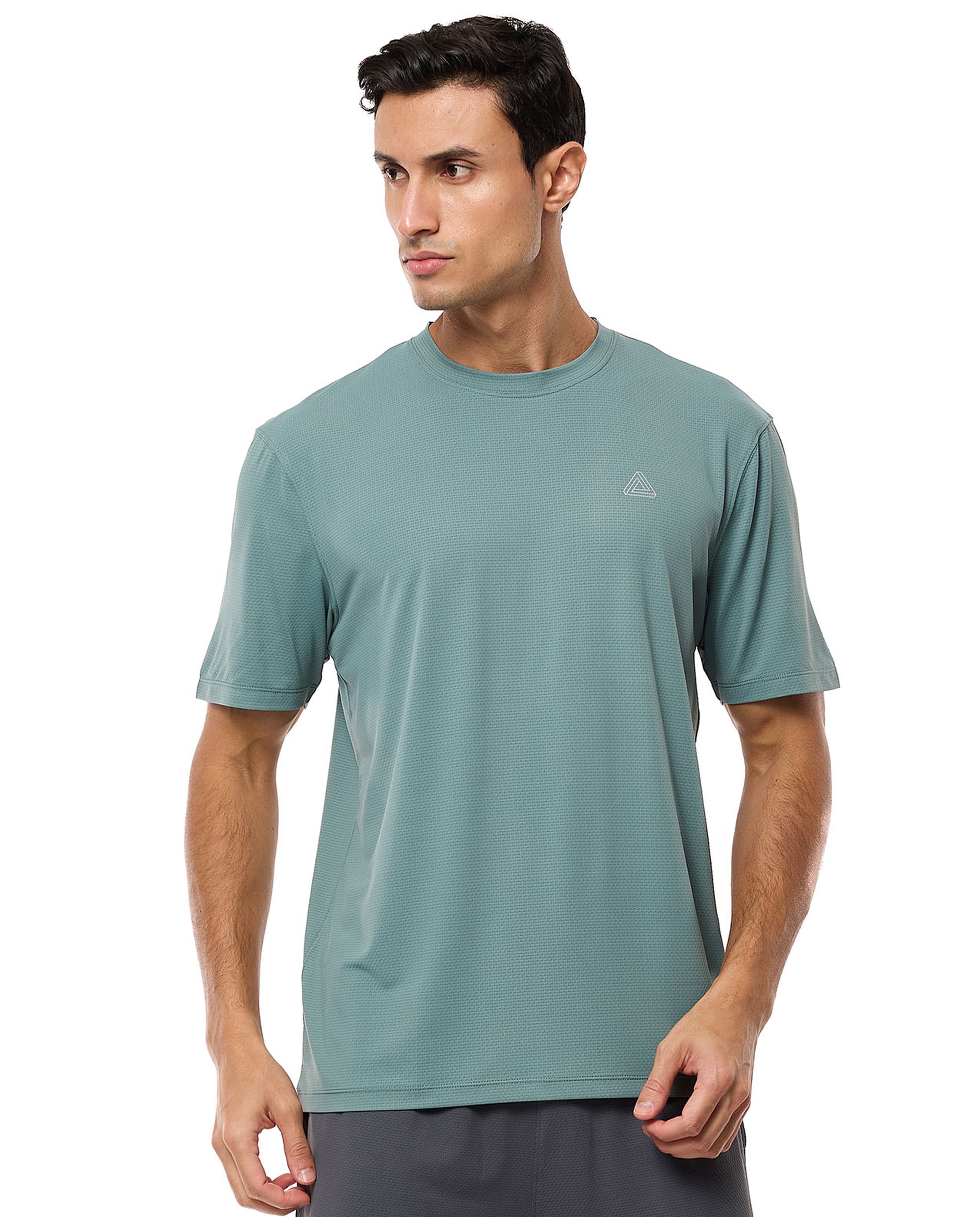 Logo Detail Active T-Shirt with Crew Neck and Short Sleeves