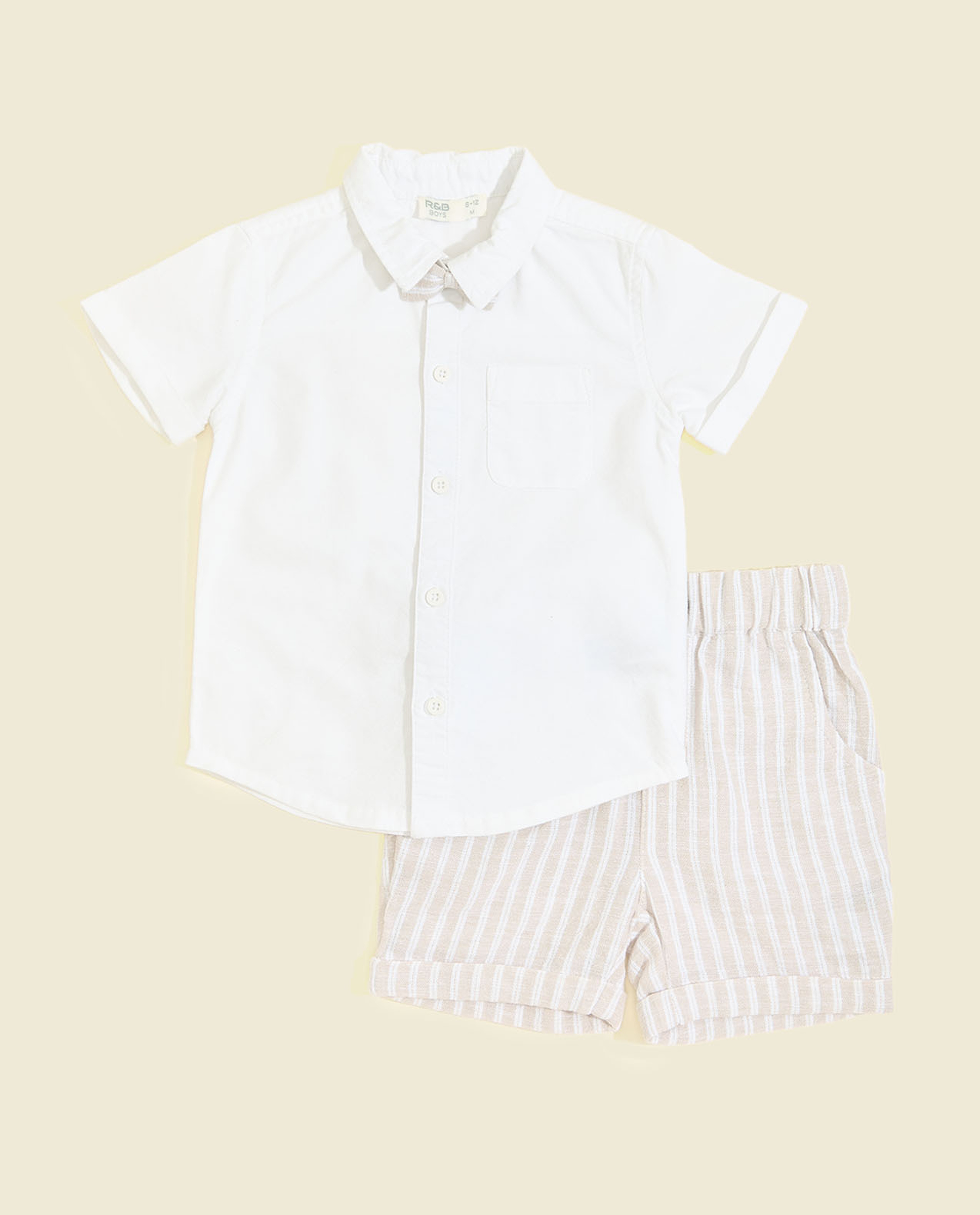 Bow Detail Shirt and Striped Shorts Set