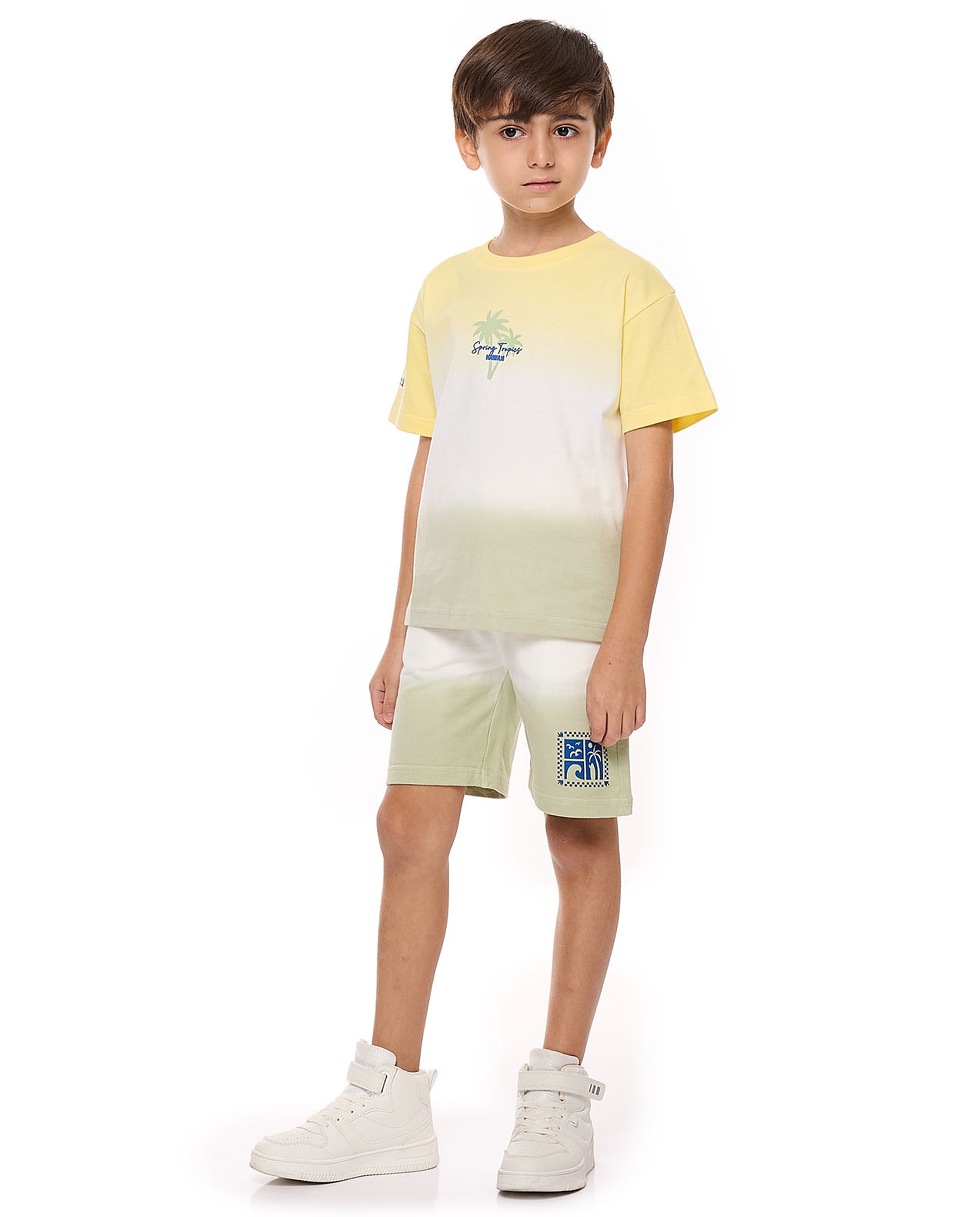 Color Block Bermuda Shorts with Drawstring Waist