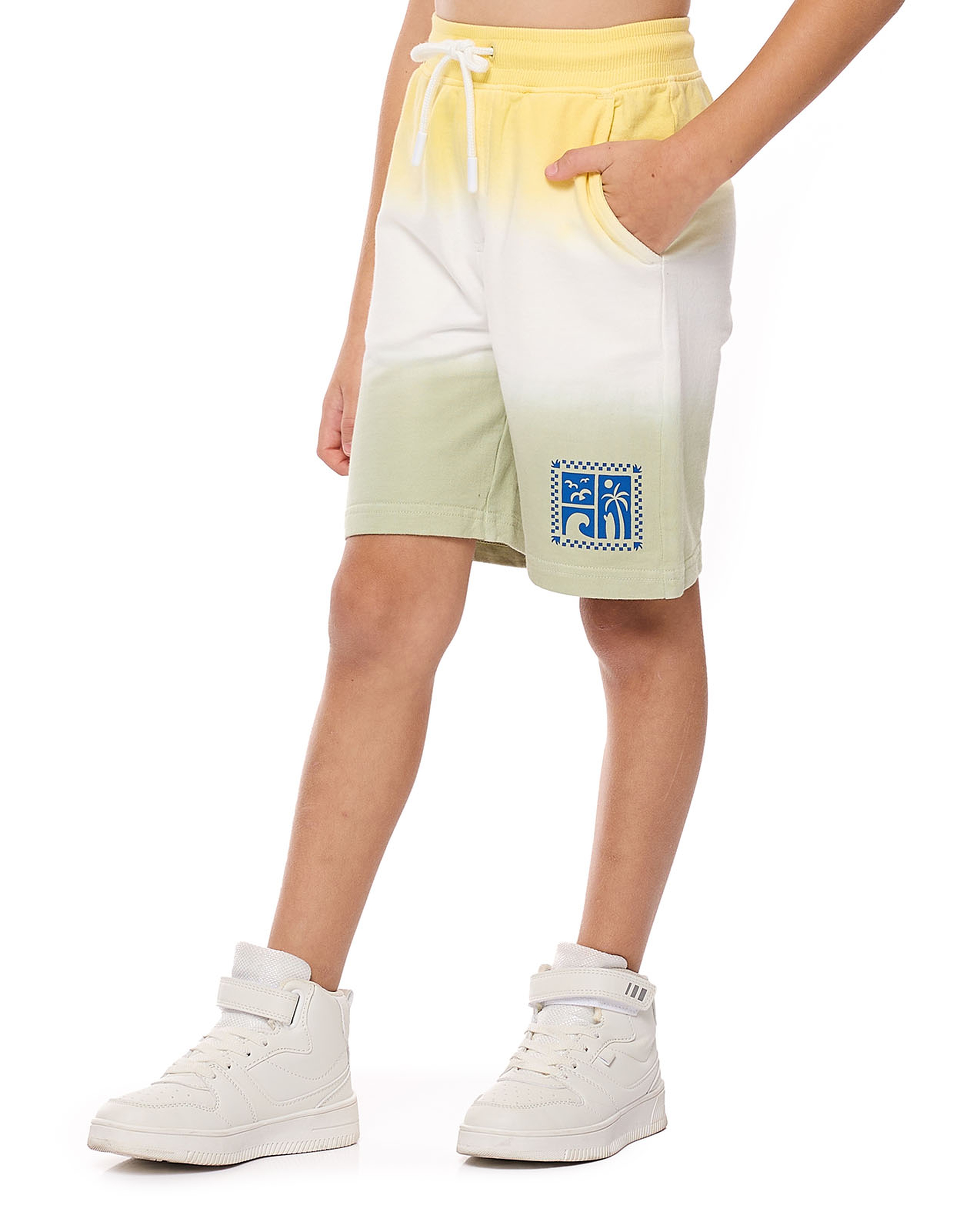 Color Block Bermuda Shorts with Drawstring Waist