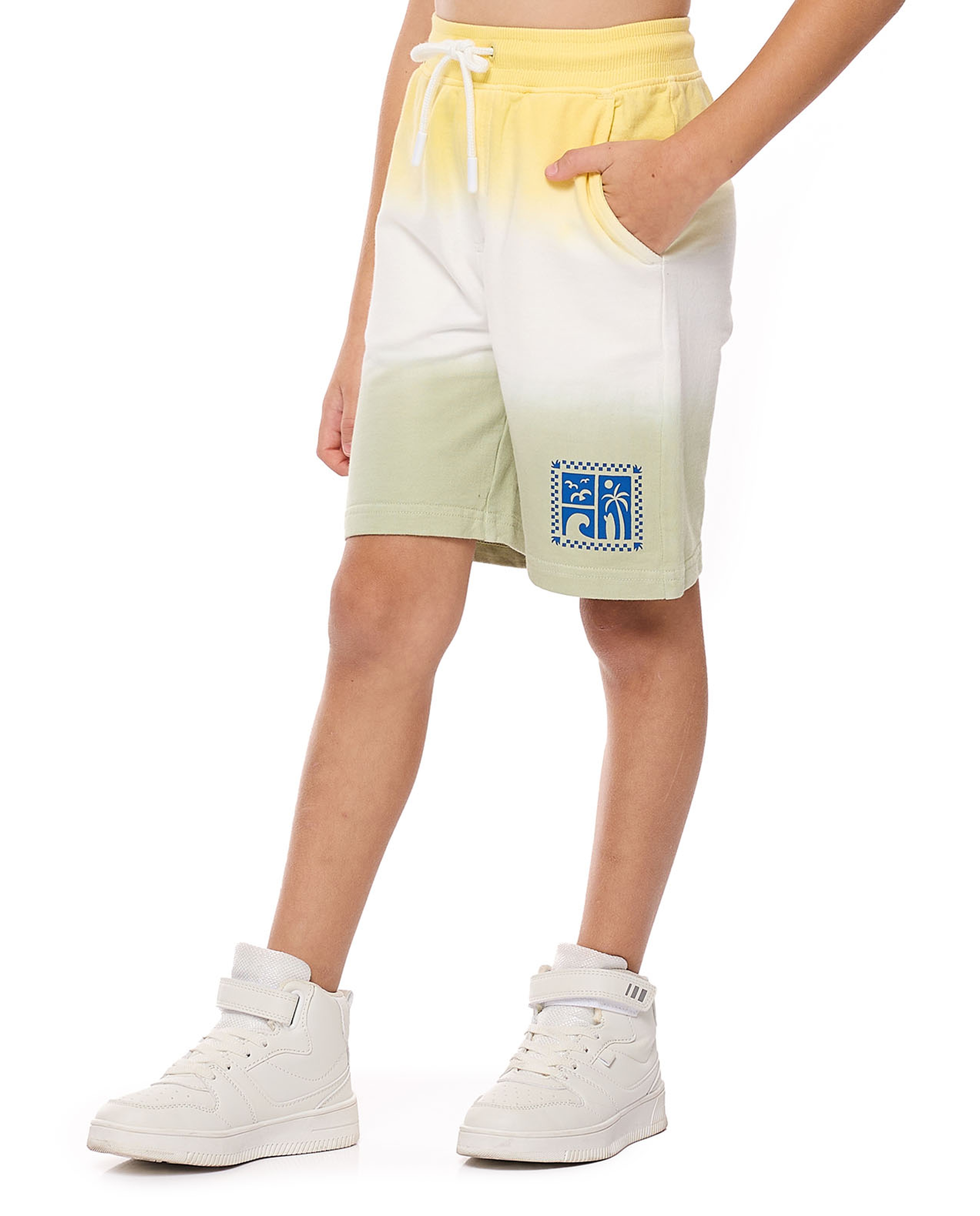 Color Block Bermuda Shorts with Drawstring Waist