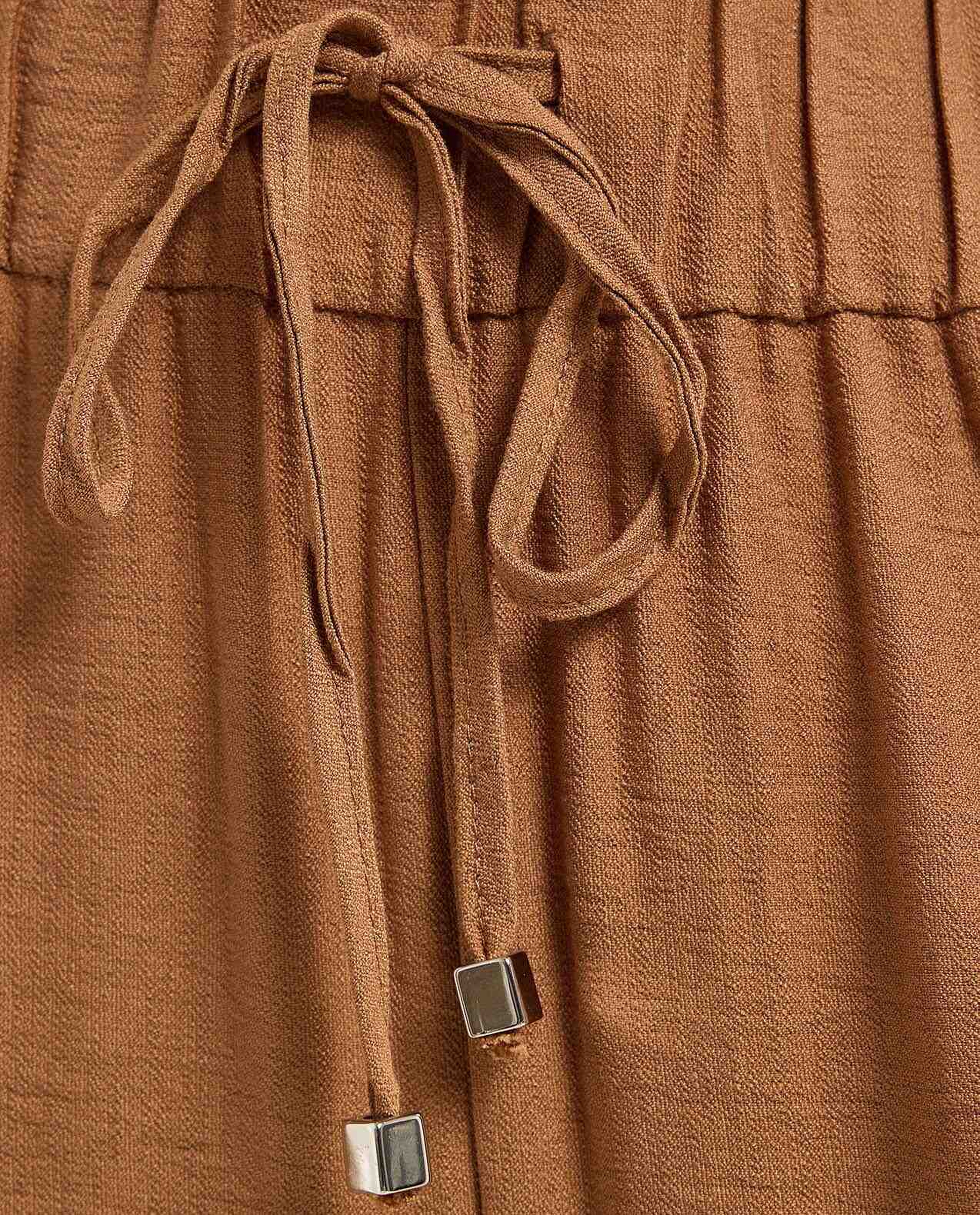 Solid Wide Leg Pants with Drawstring Waist