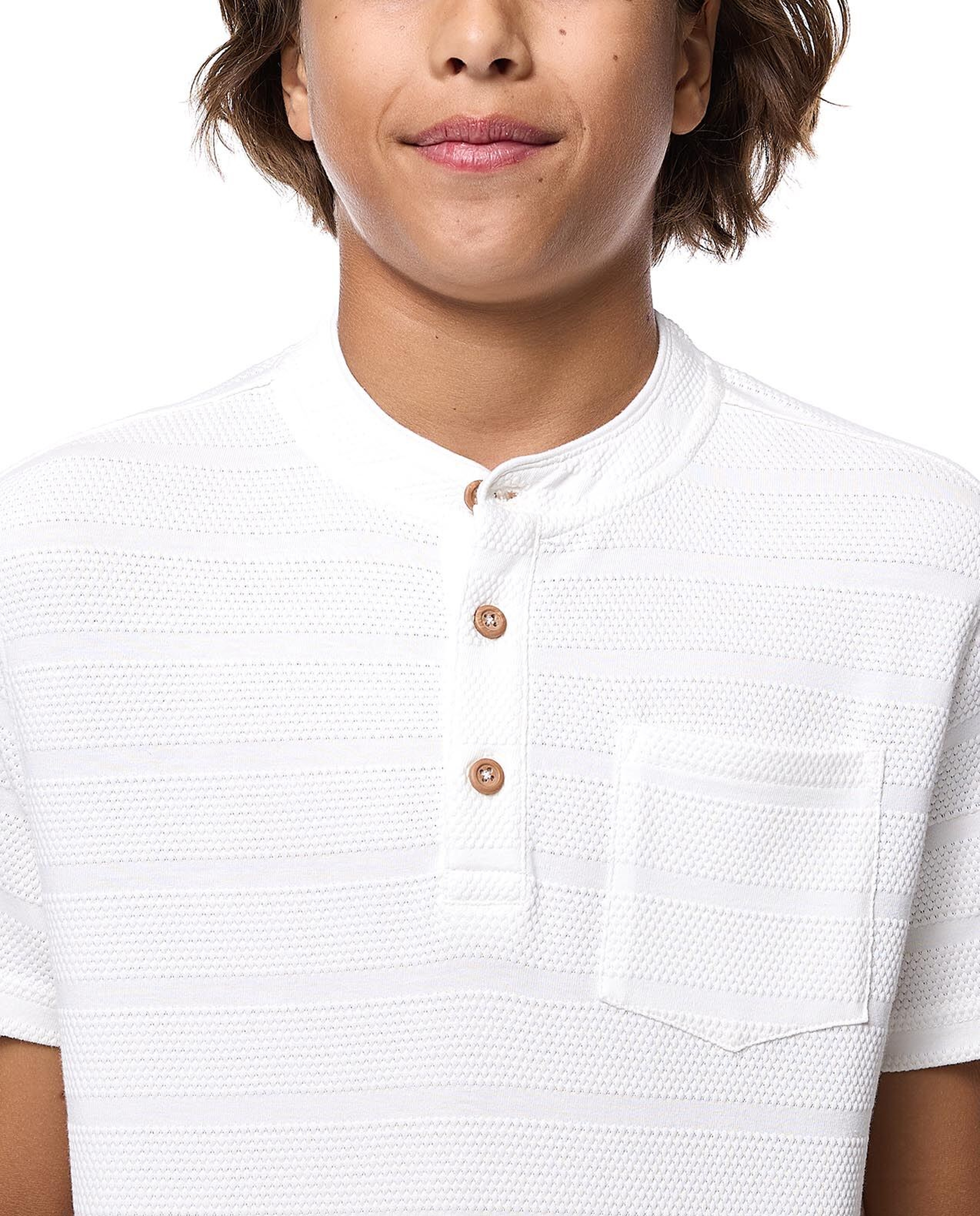 Textured T-Shirt with Crew Neck and Short Sleeves