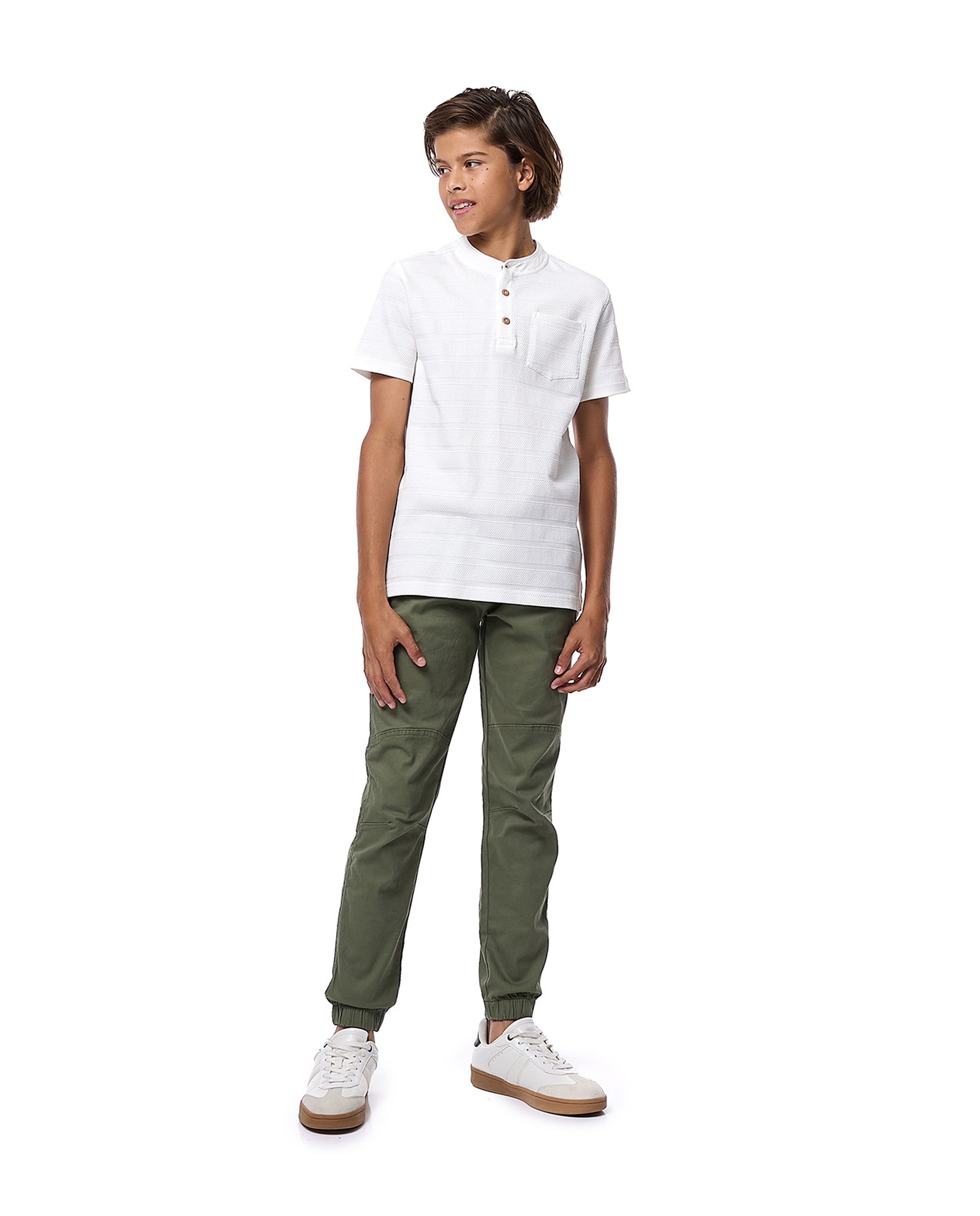 Textured T-Shirt with Crew Neck and Short Sleeves