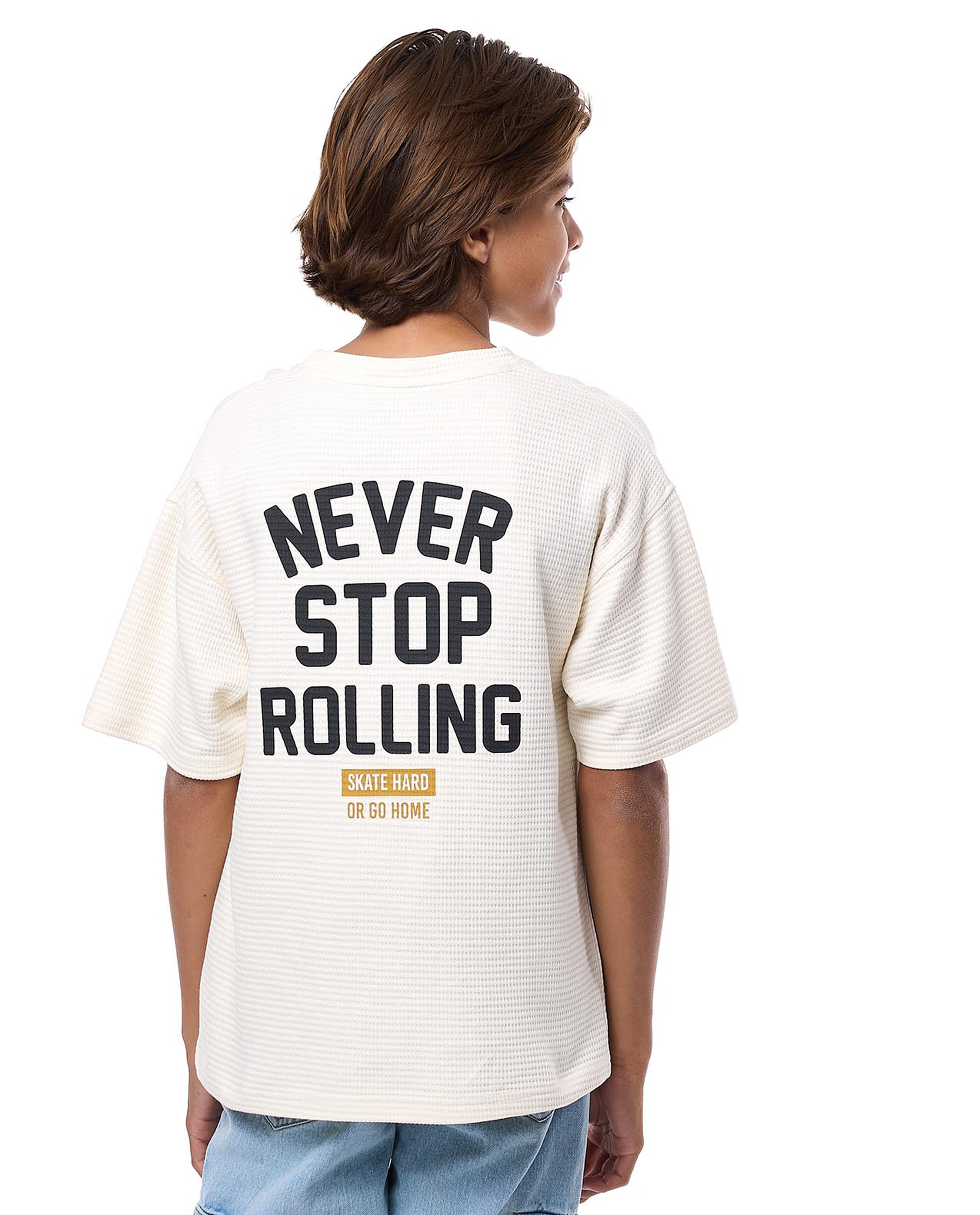 Back Printed T-Shirt with Crew Neck and Short Sleeves