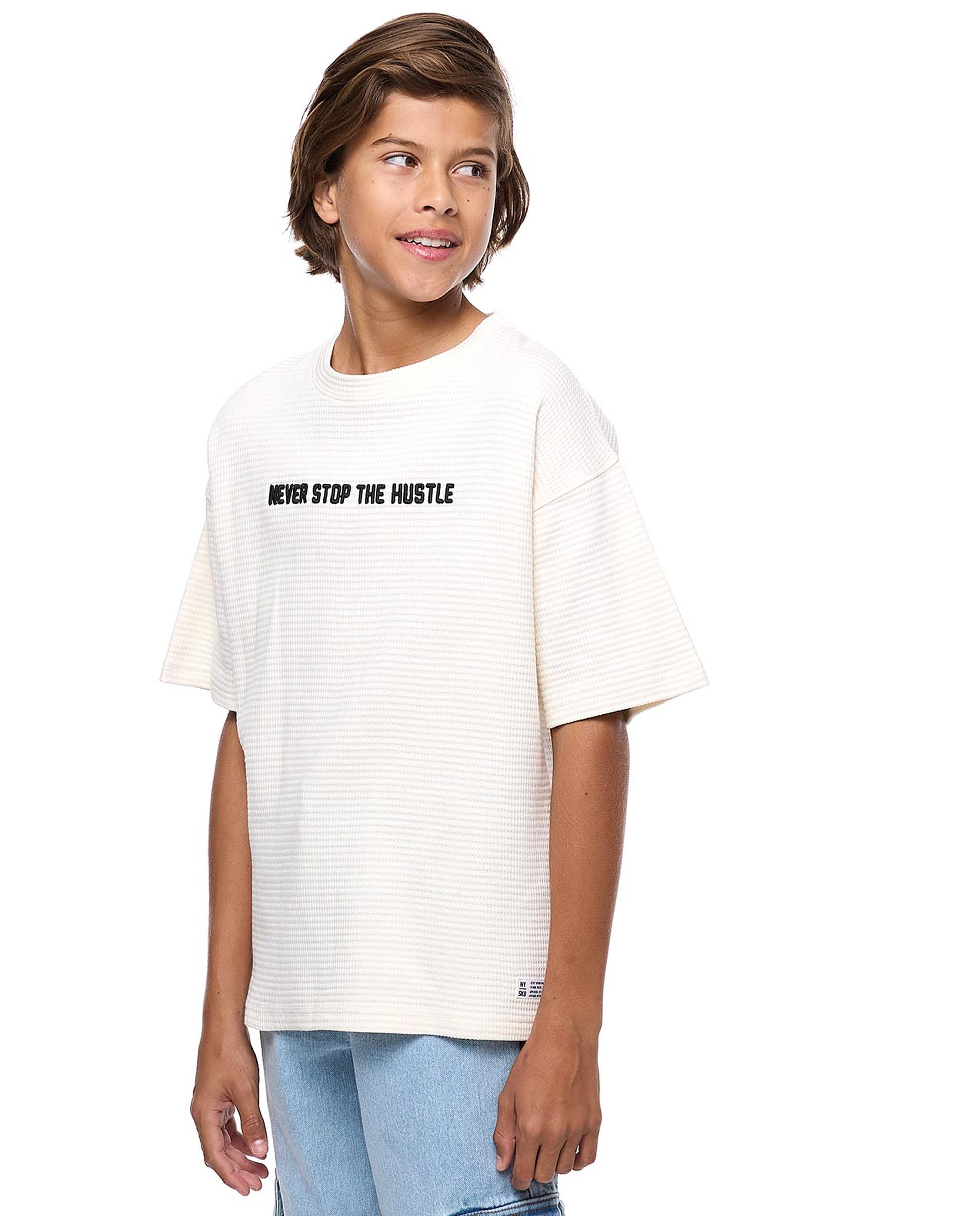 Back Printed T-Shirt with Crew Neck and Short Sleeves