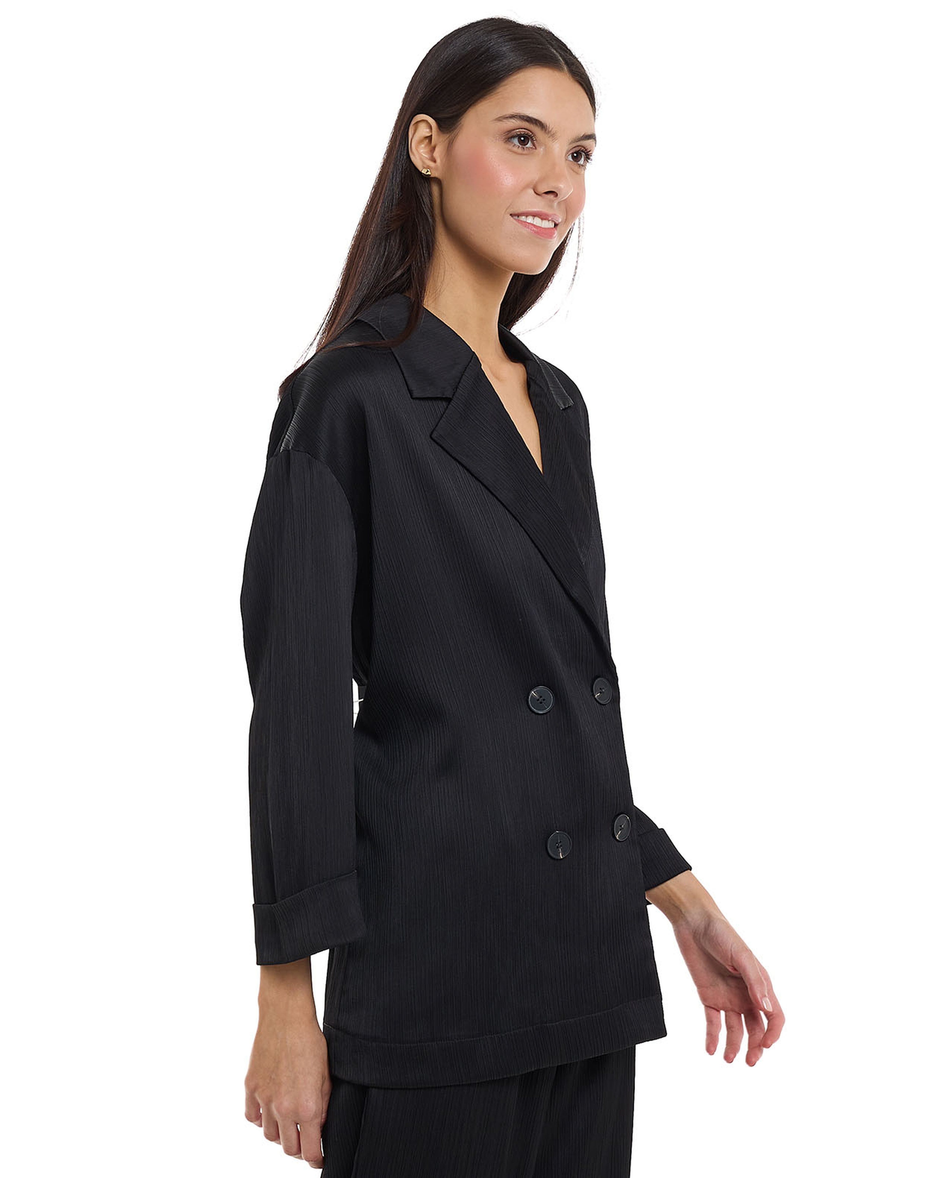 Solid Double Breasted Blazer