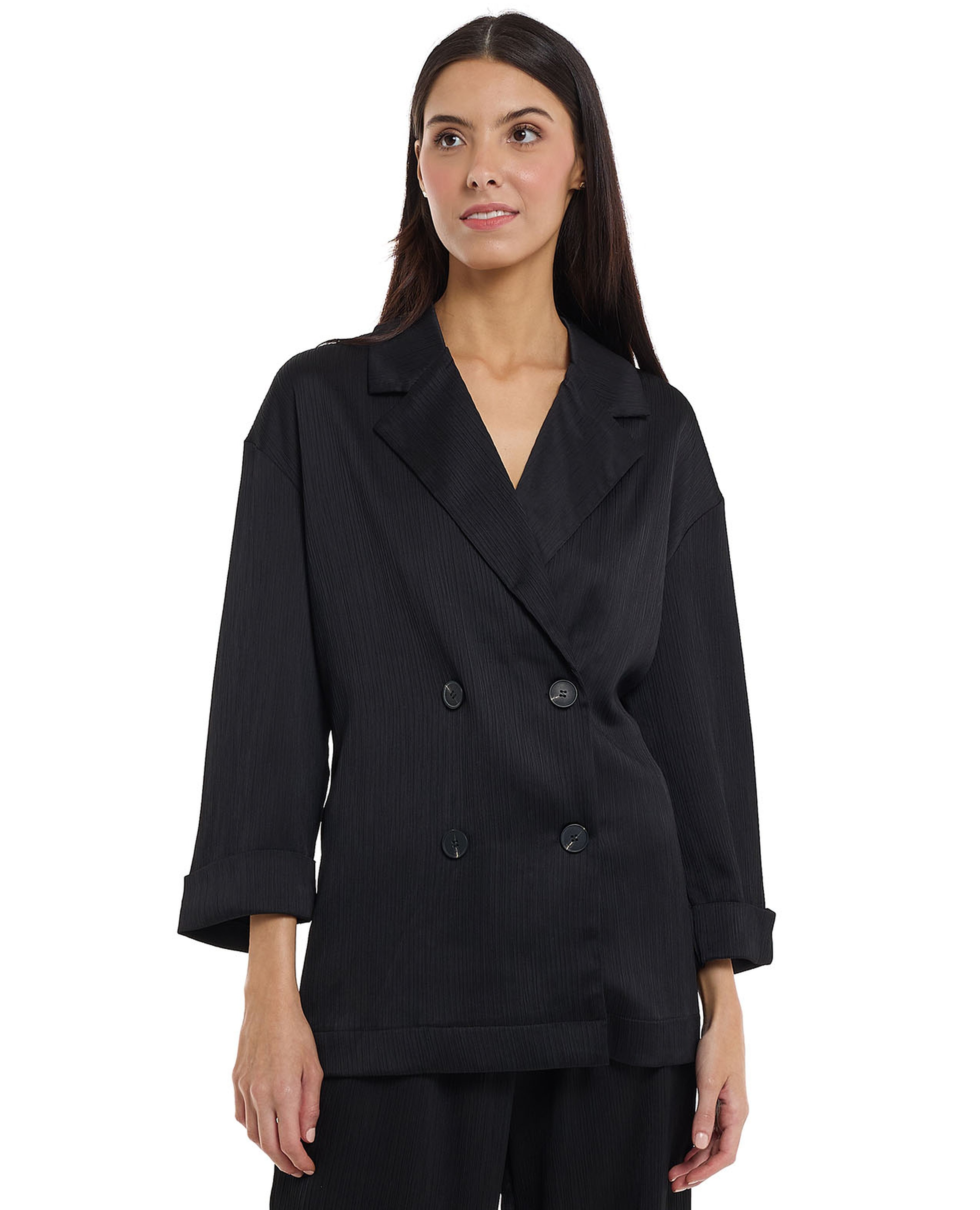 Solid Double Breasted Blazer