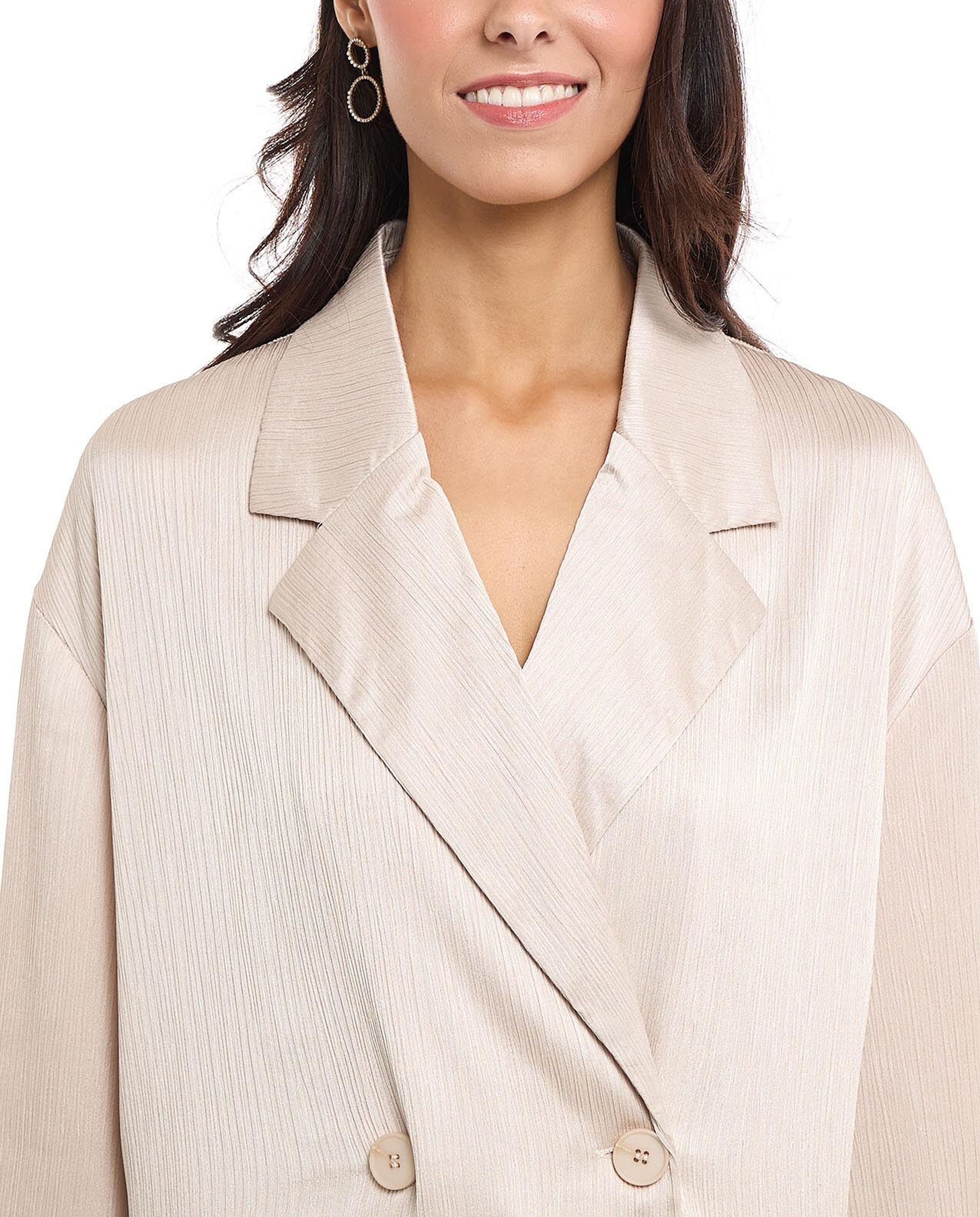 Solid Double Breasted Blazer