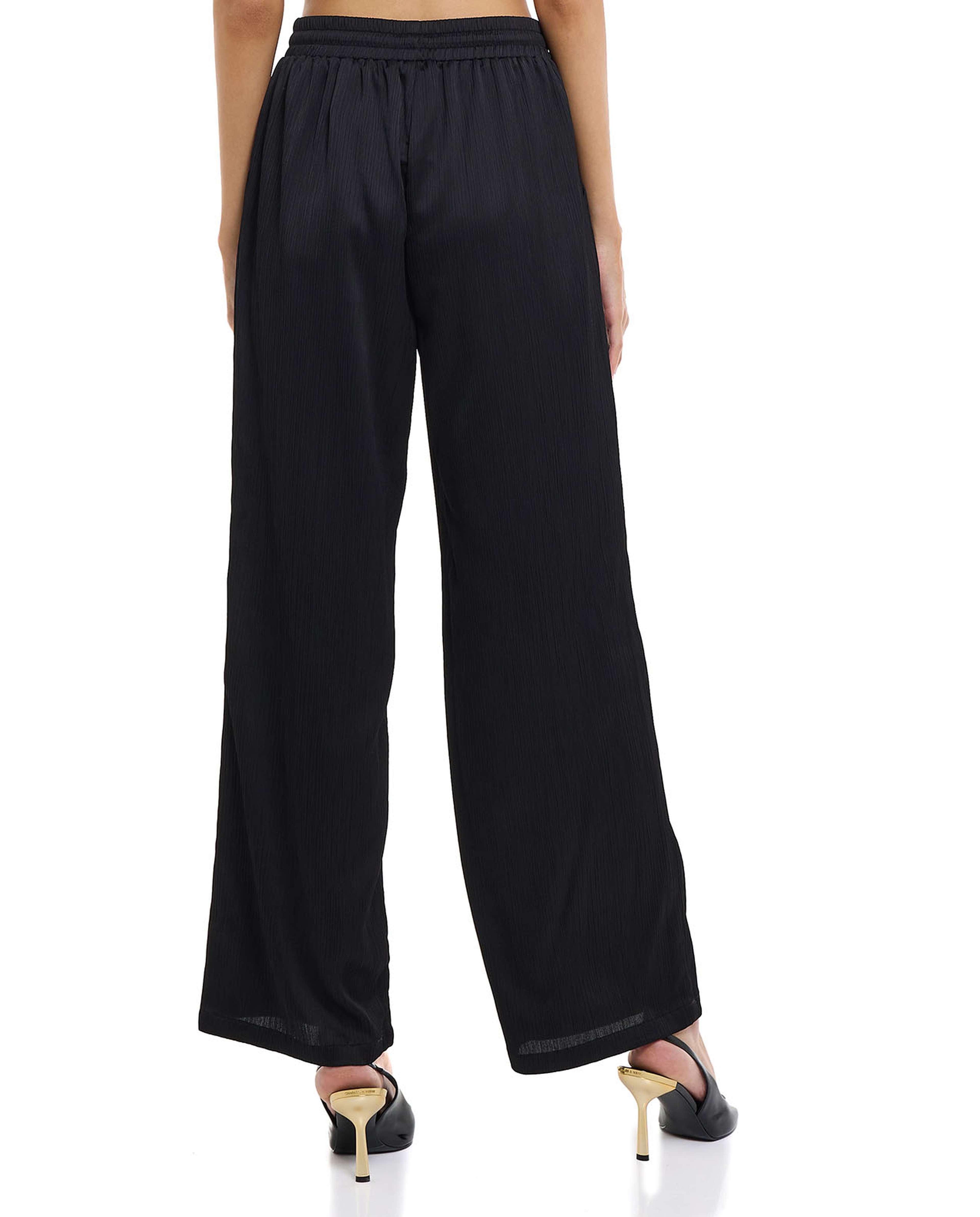 Solid Wide Leg Pants with Drawstring Waist