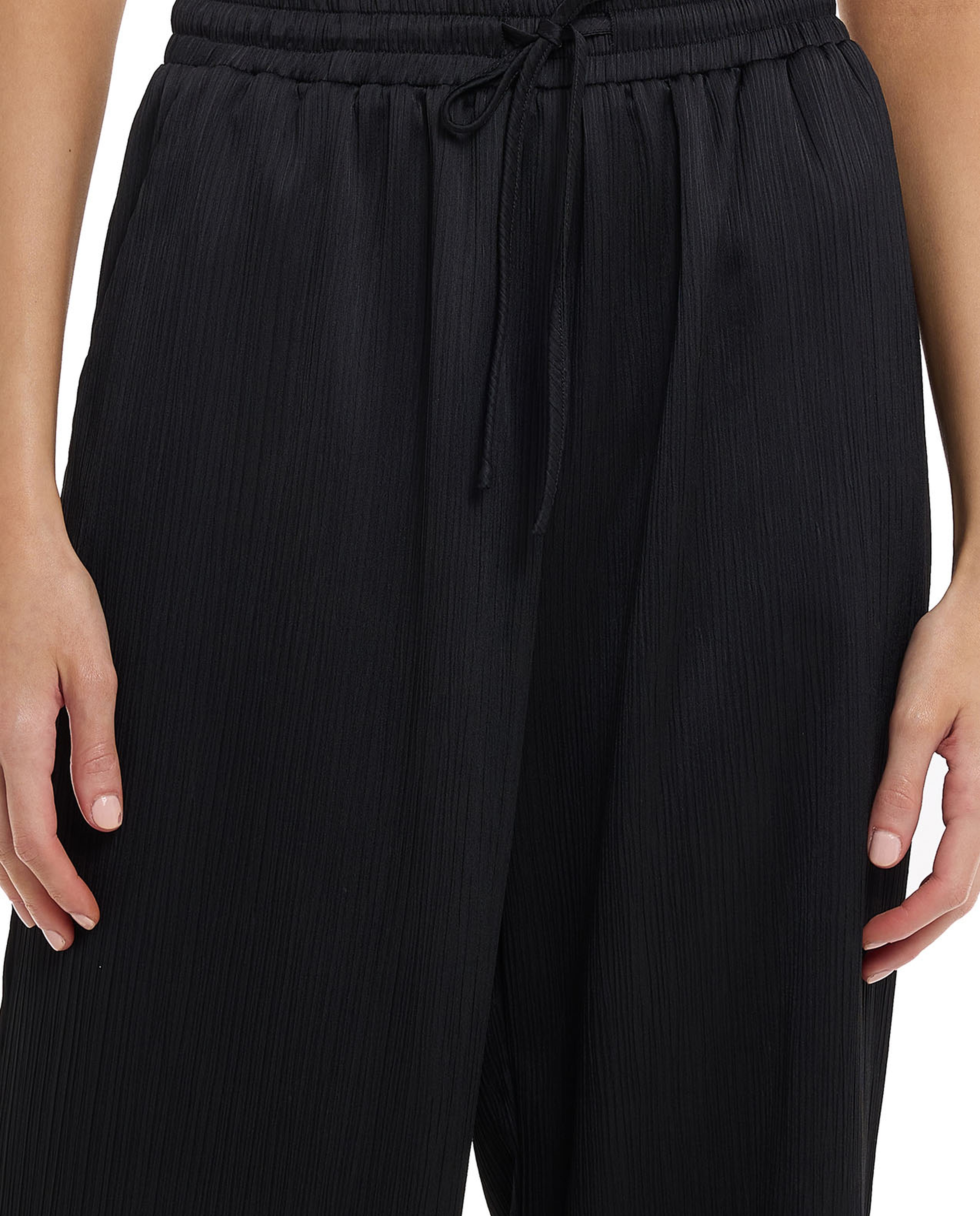 Solid Wide Leg Pants with Drawstring Waist