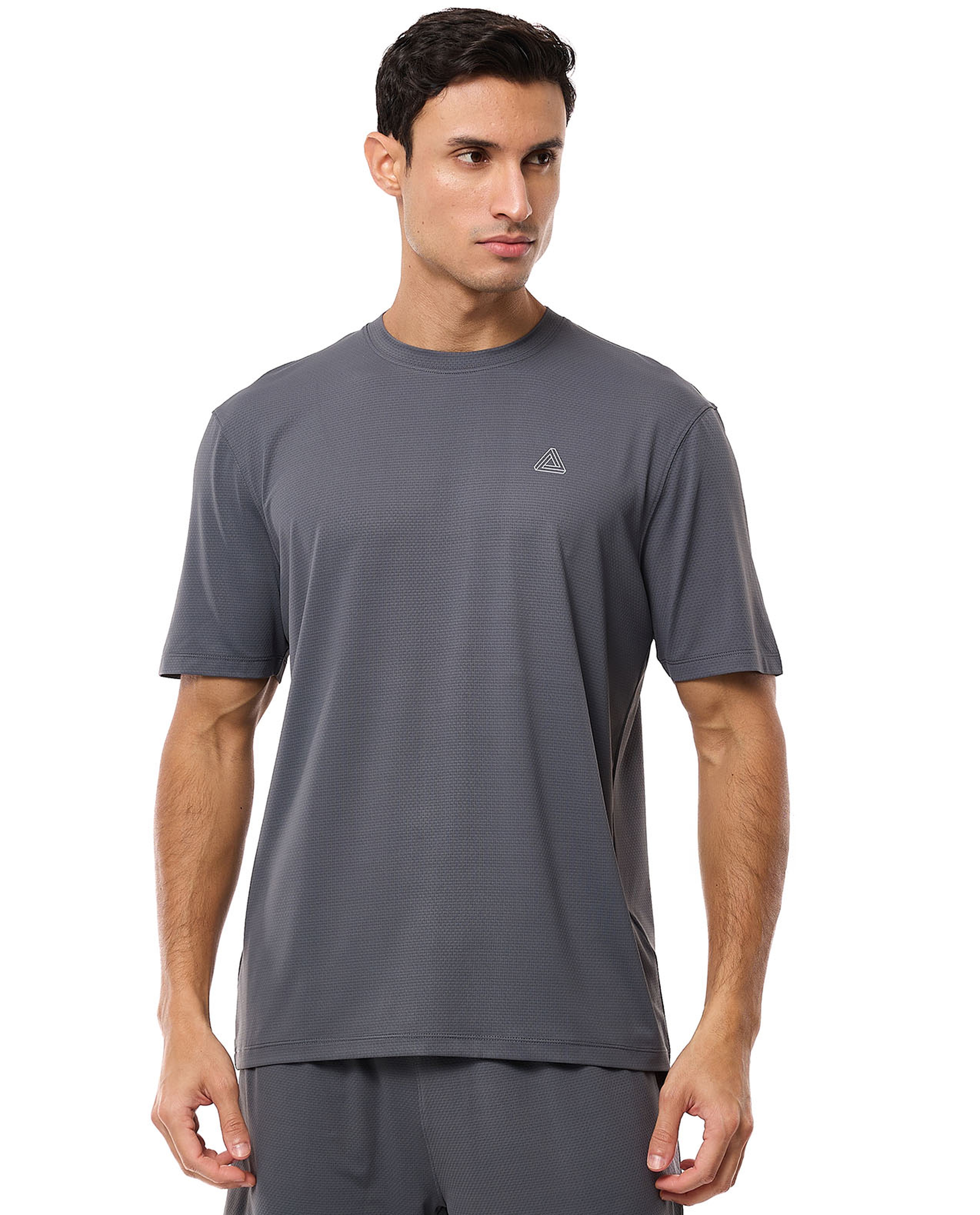 Logo Detail Active T-Shirt with Crew Neck and Short Sleeves