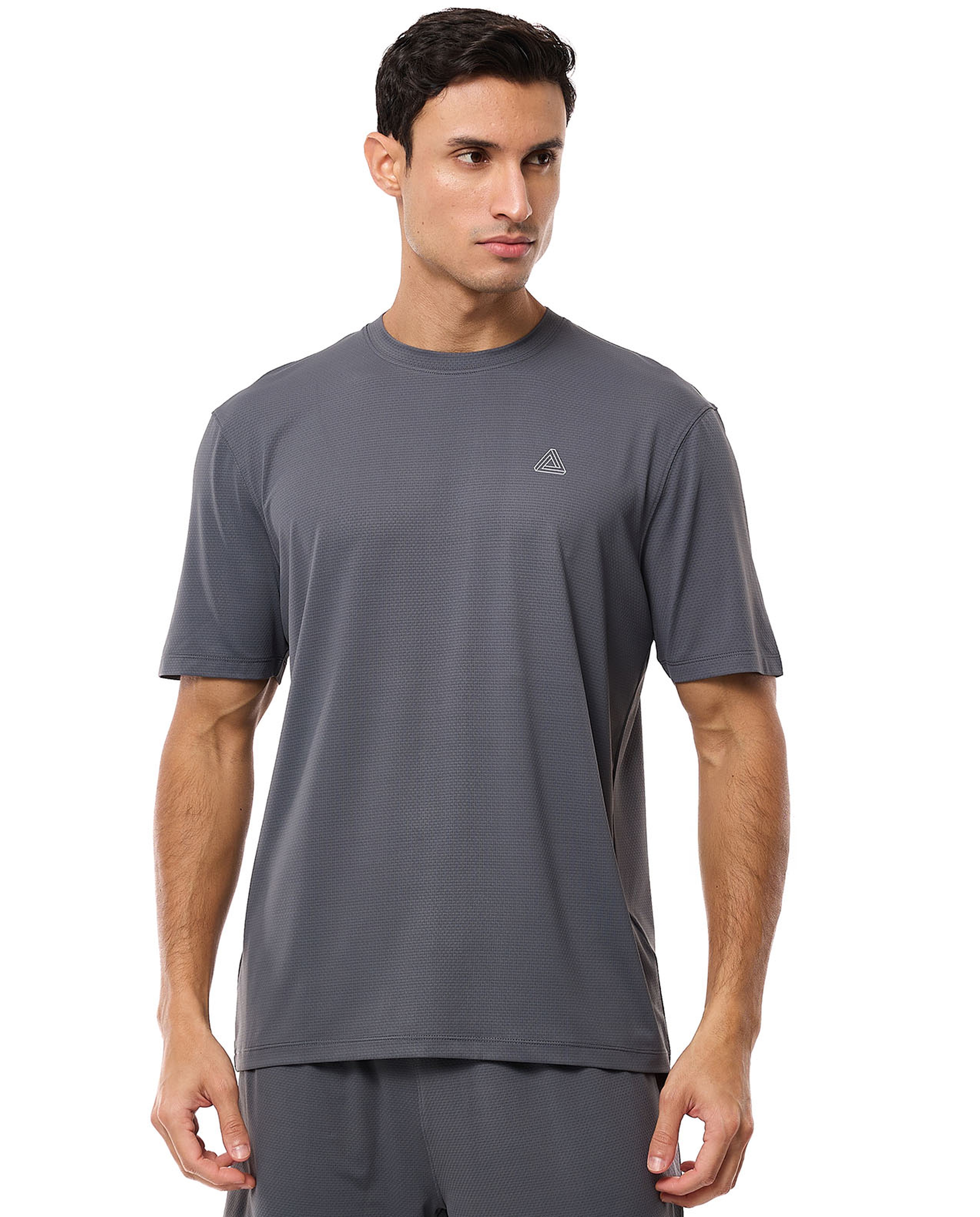 Logo Detail Active T-Shirt with Crew Neck and Short Sleeves