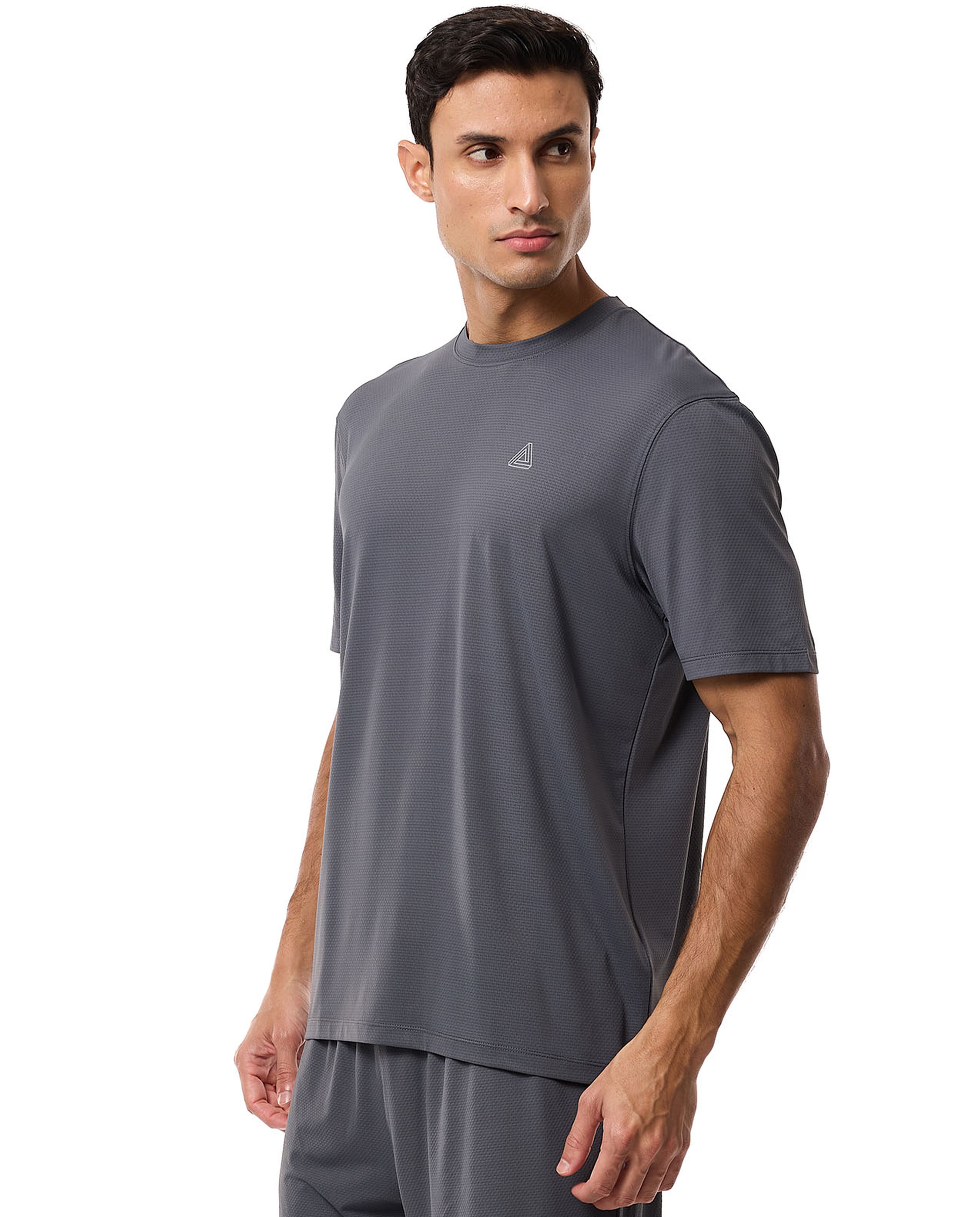 Logo Detail Active T-Shirt with Crew Neck and Short Sleeves