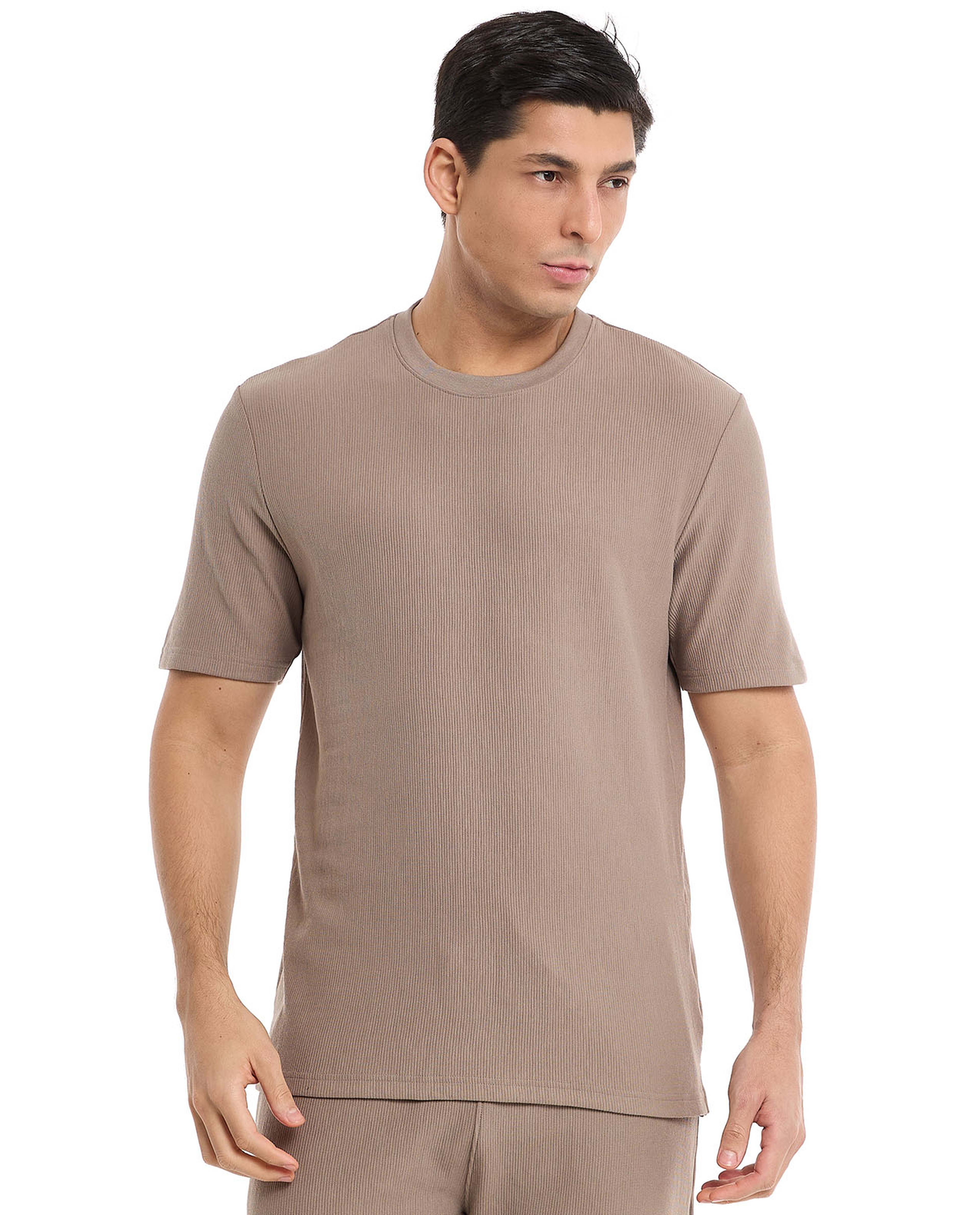 Solid T-Shirt with Crew Neck and Short Sleeves