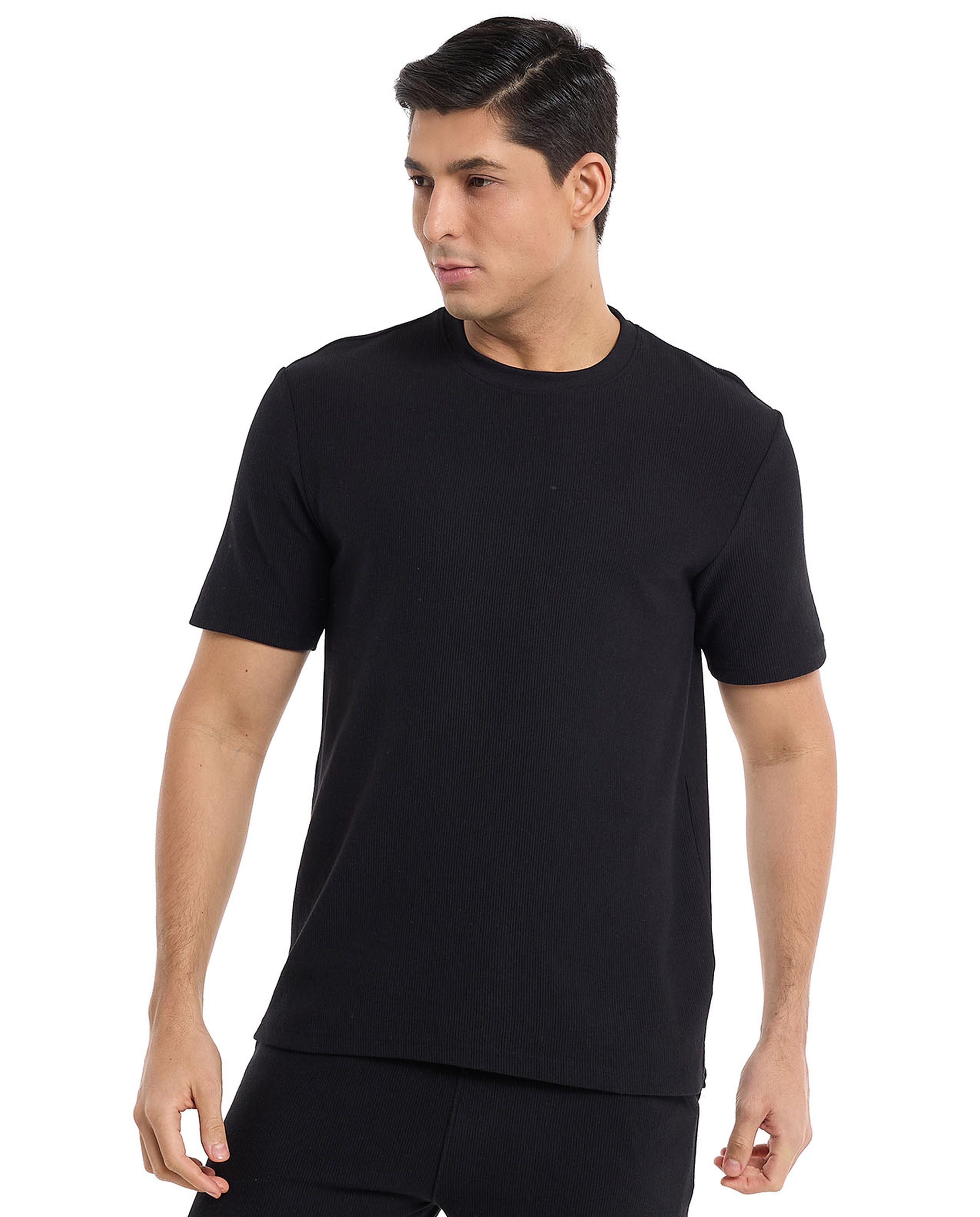 Solid T-Shirt with Crew Neck and Short Sleeves