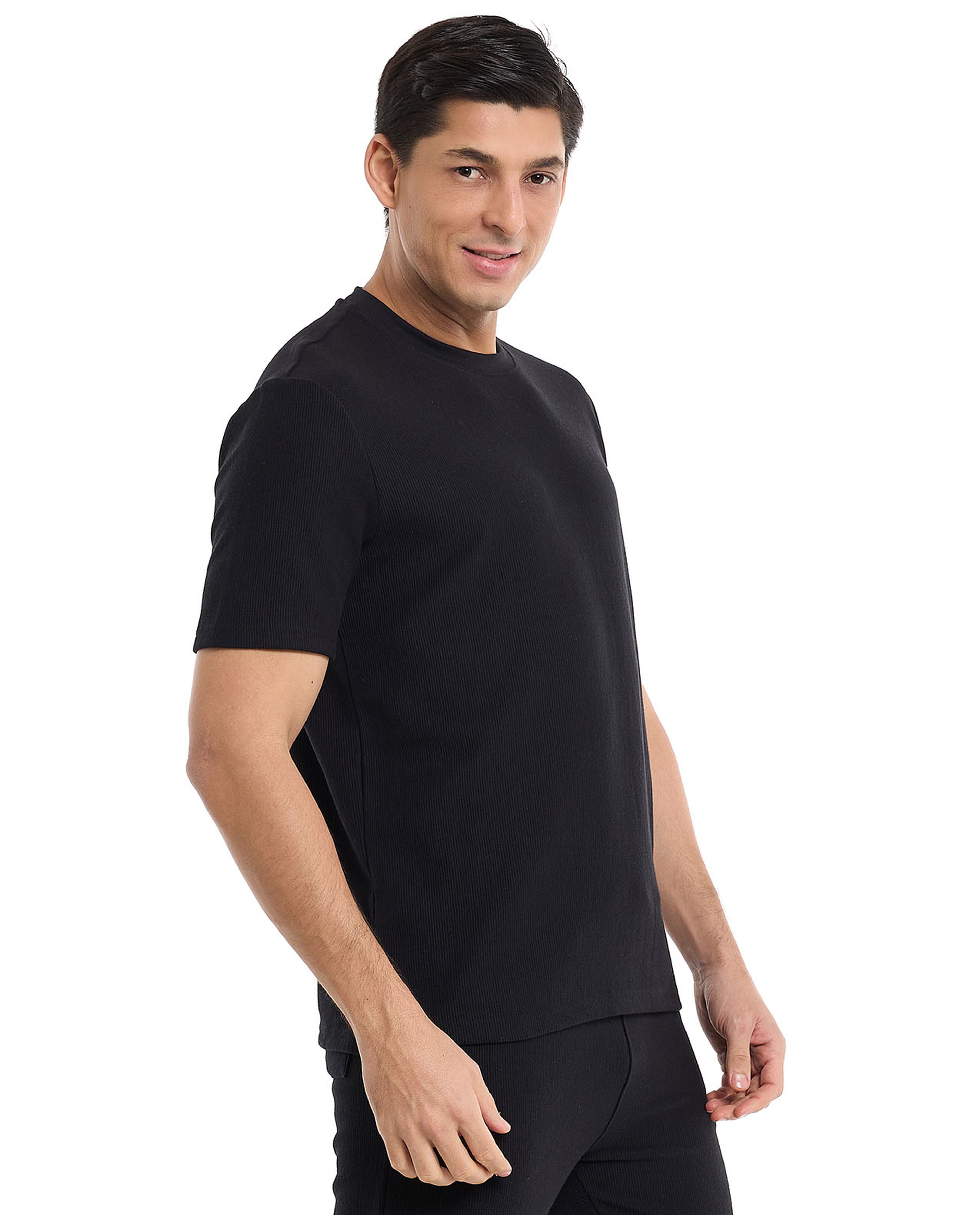 Solid T-Shirt with Crew Neck and Short Sleeves