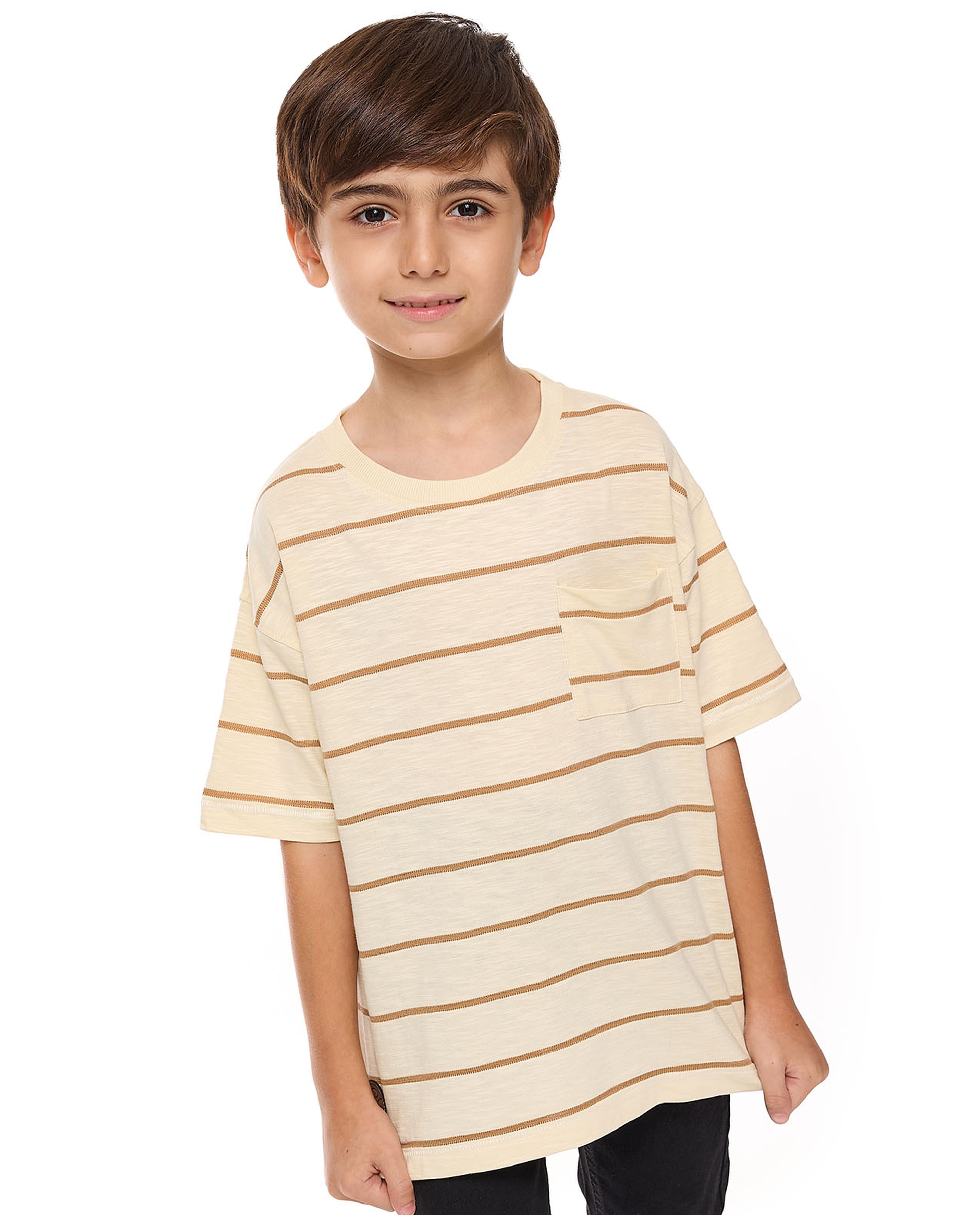 Striped T-Shirt with Crew Neck and Short Sleeves
