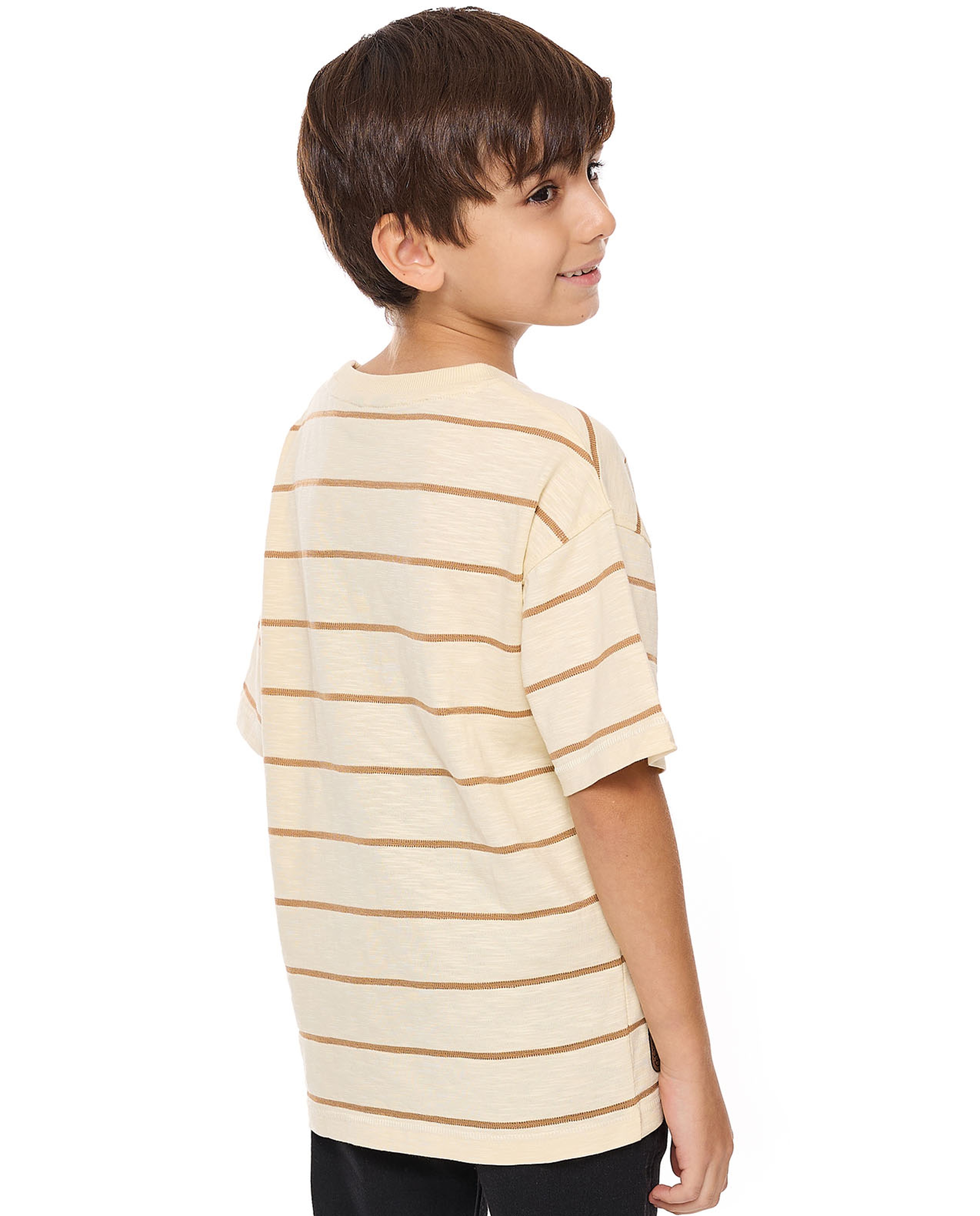 Striped T-Shirt with Crew Neck and Short Sleeves