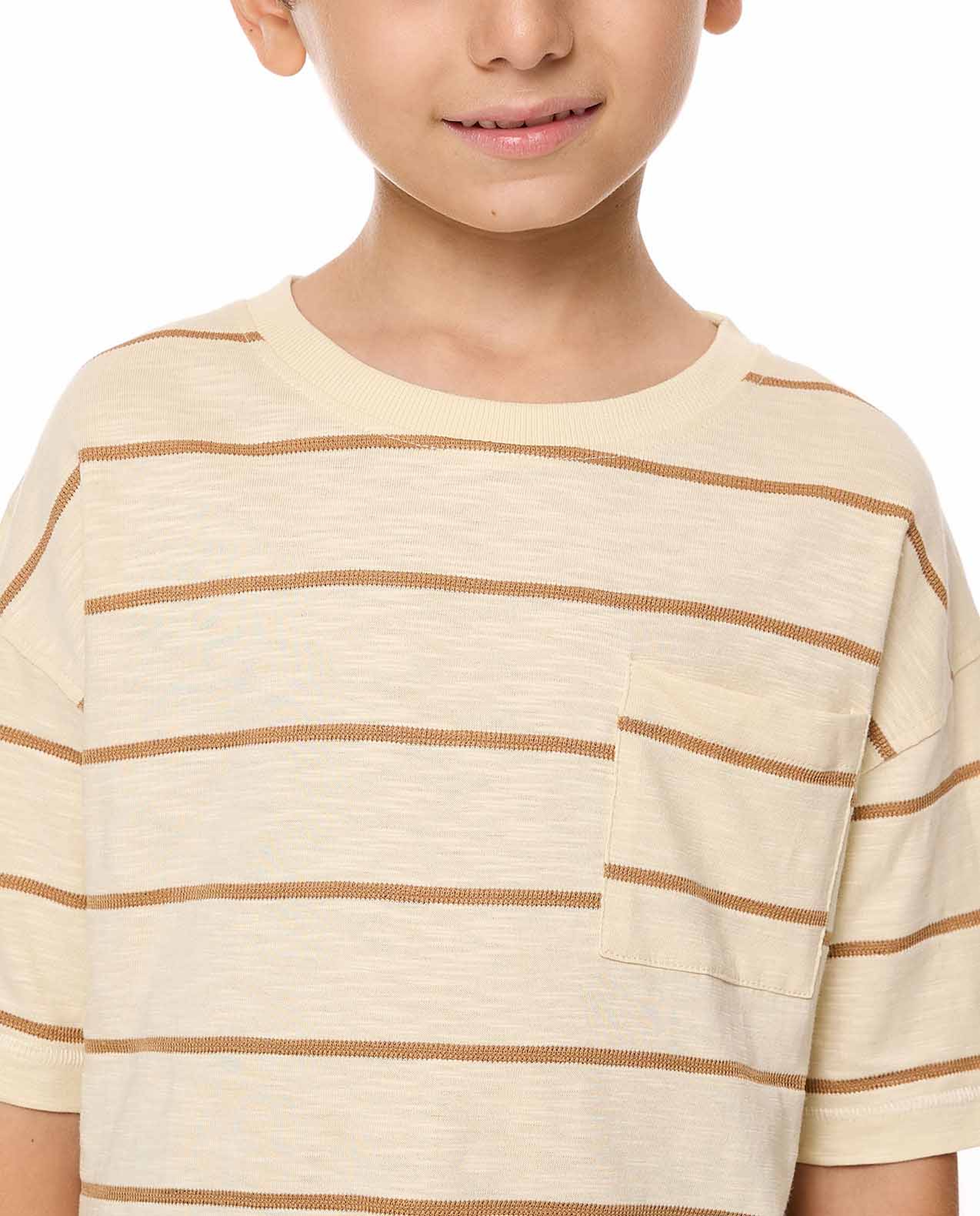 Striped T-Shirt with Crew Neck and Short Sleeves