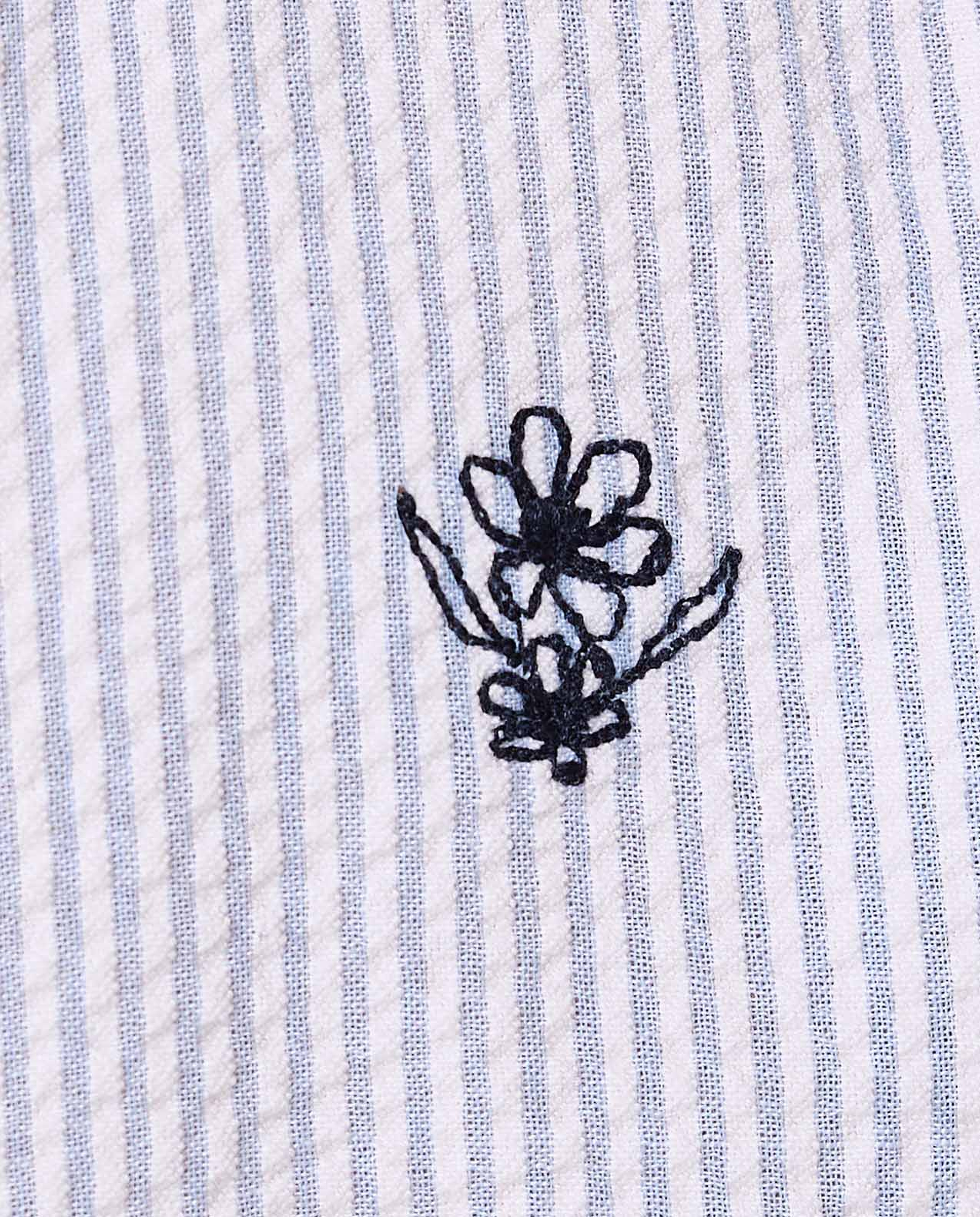 Striped Shirt with Classic Collar and Short Sleeves