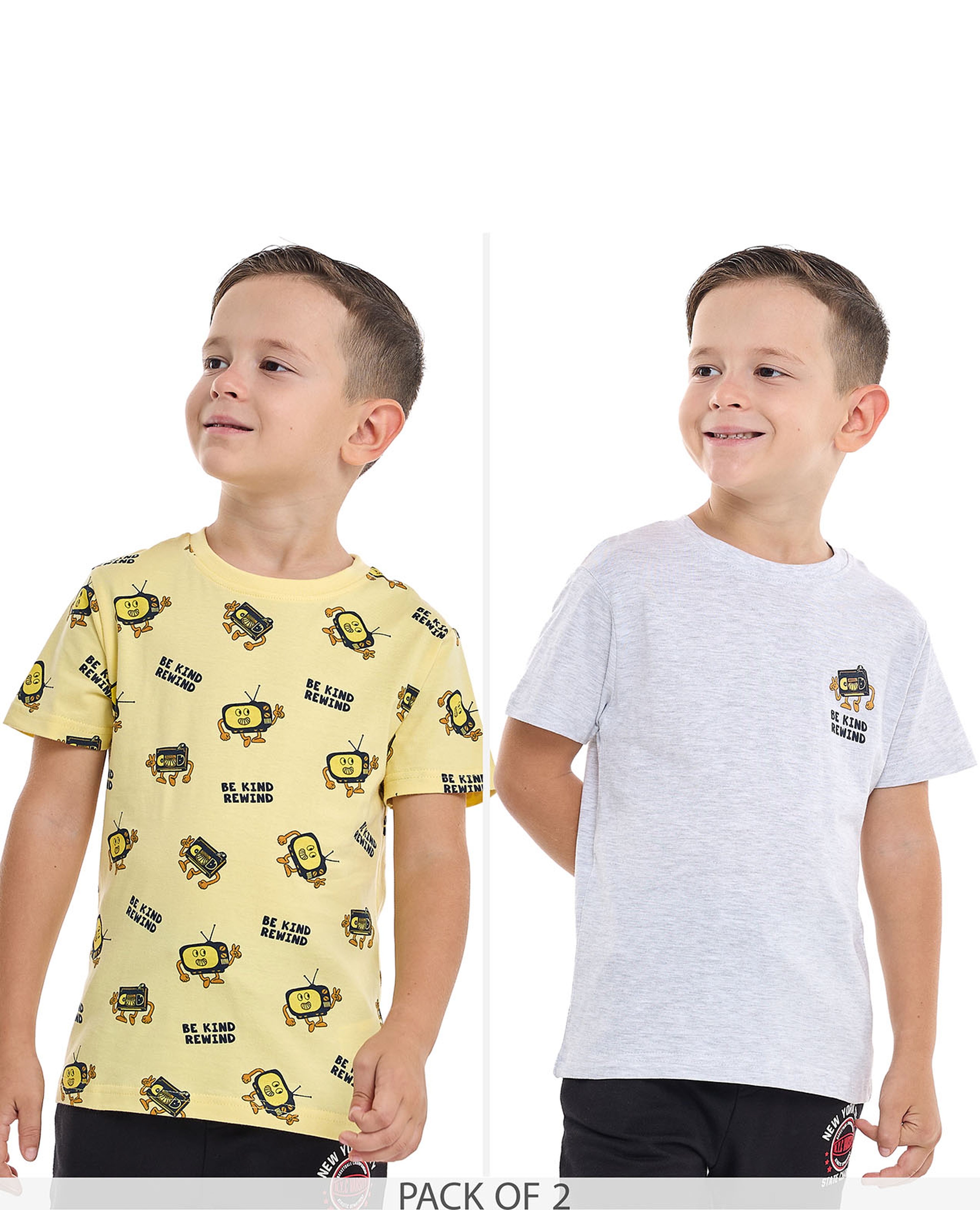 Printed T-Shirt with Crew Neck and Short Sleeves