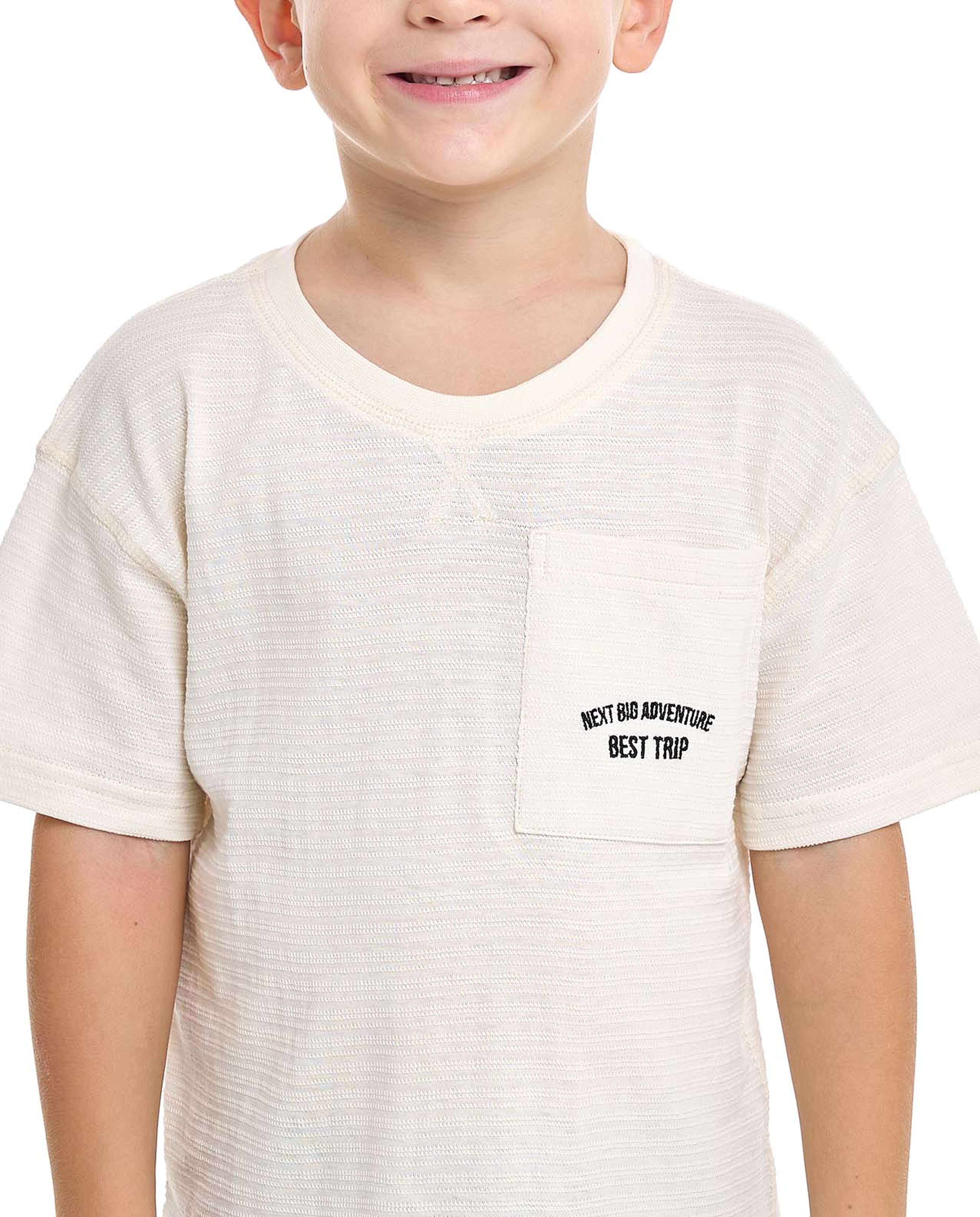 Embroidered T-Shirt with Crew Neck and Short Sleeves