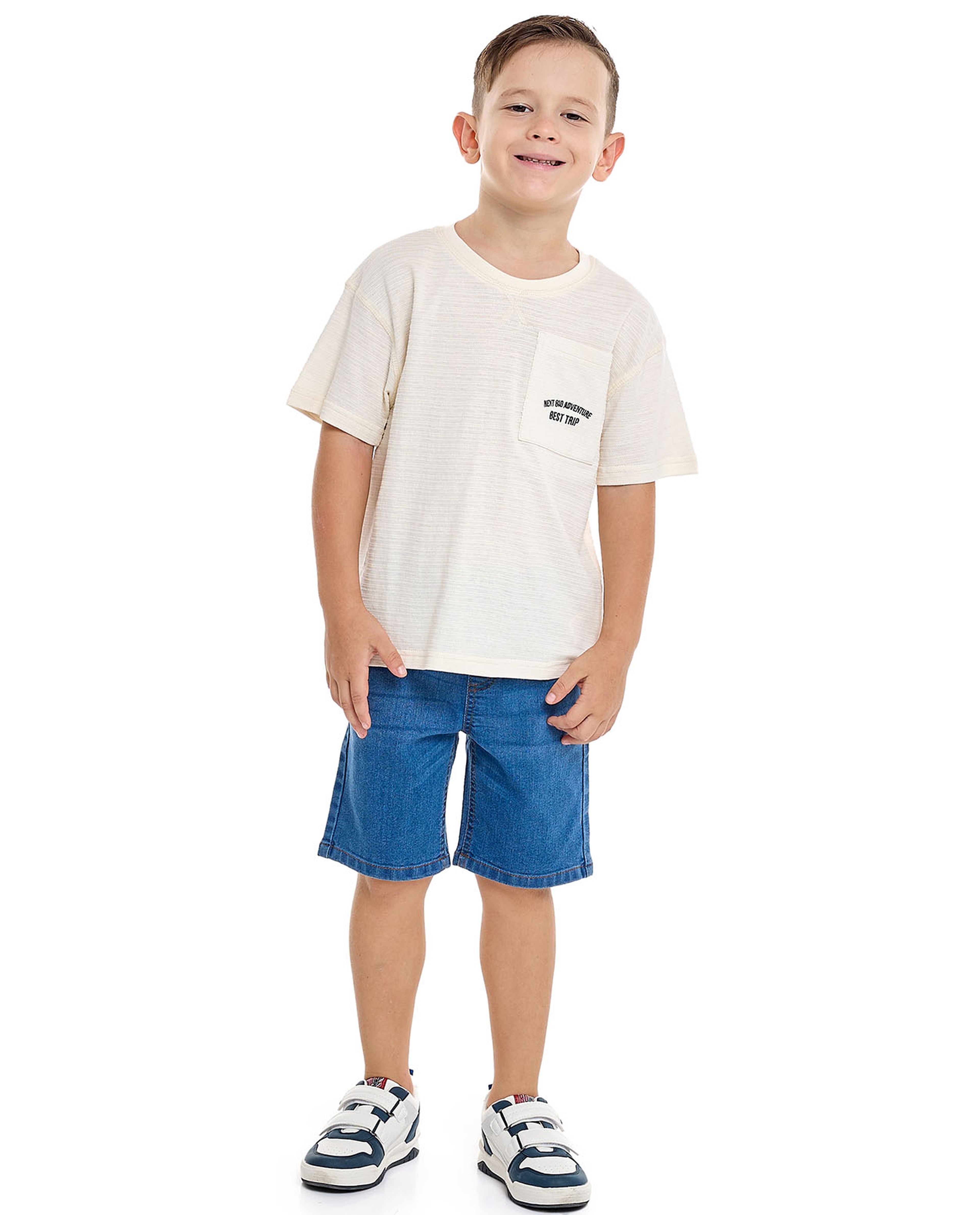 Embroidered T-Shirt with Crew Neck and Short Sleeves