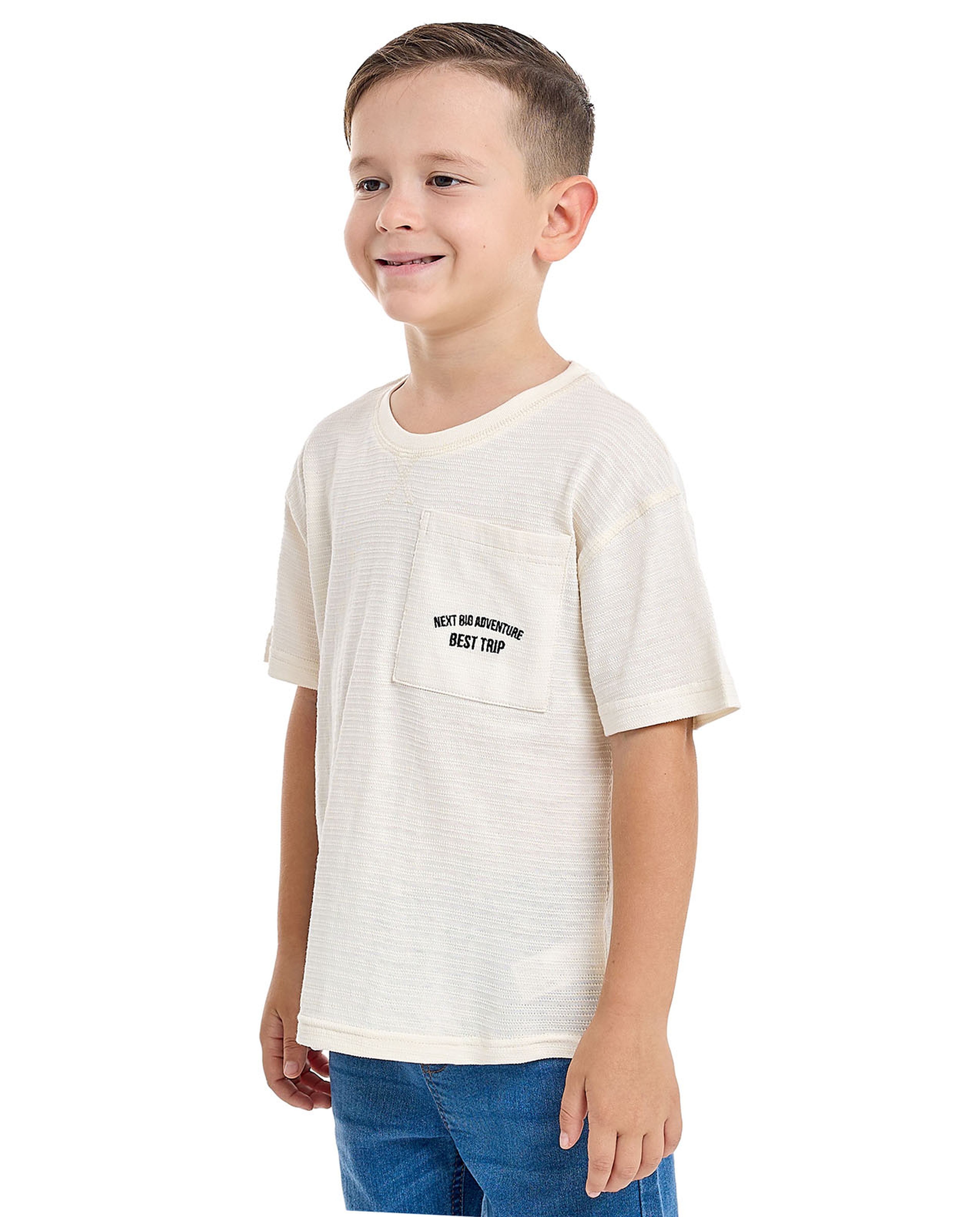 Embroidered T-Shirt with Crew Neck and Short Sleeves