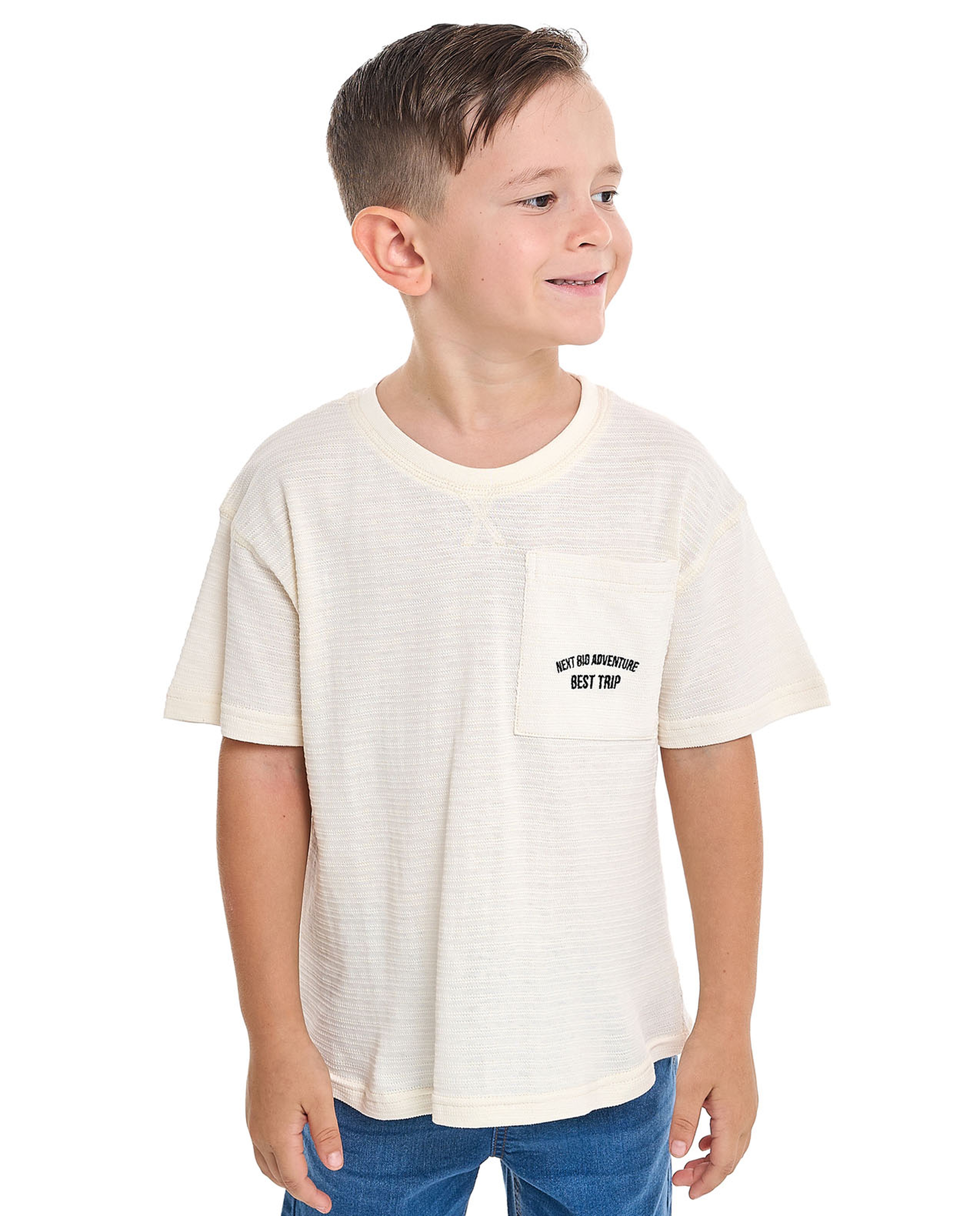 Embroidered T-Shirt with Crew Neck and Short Sleeves