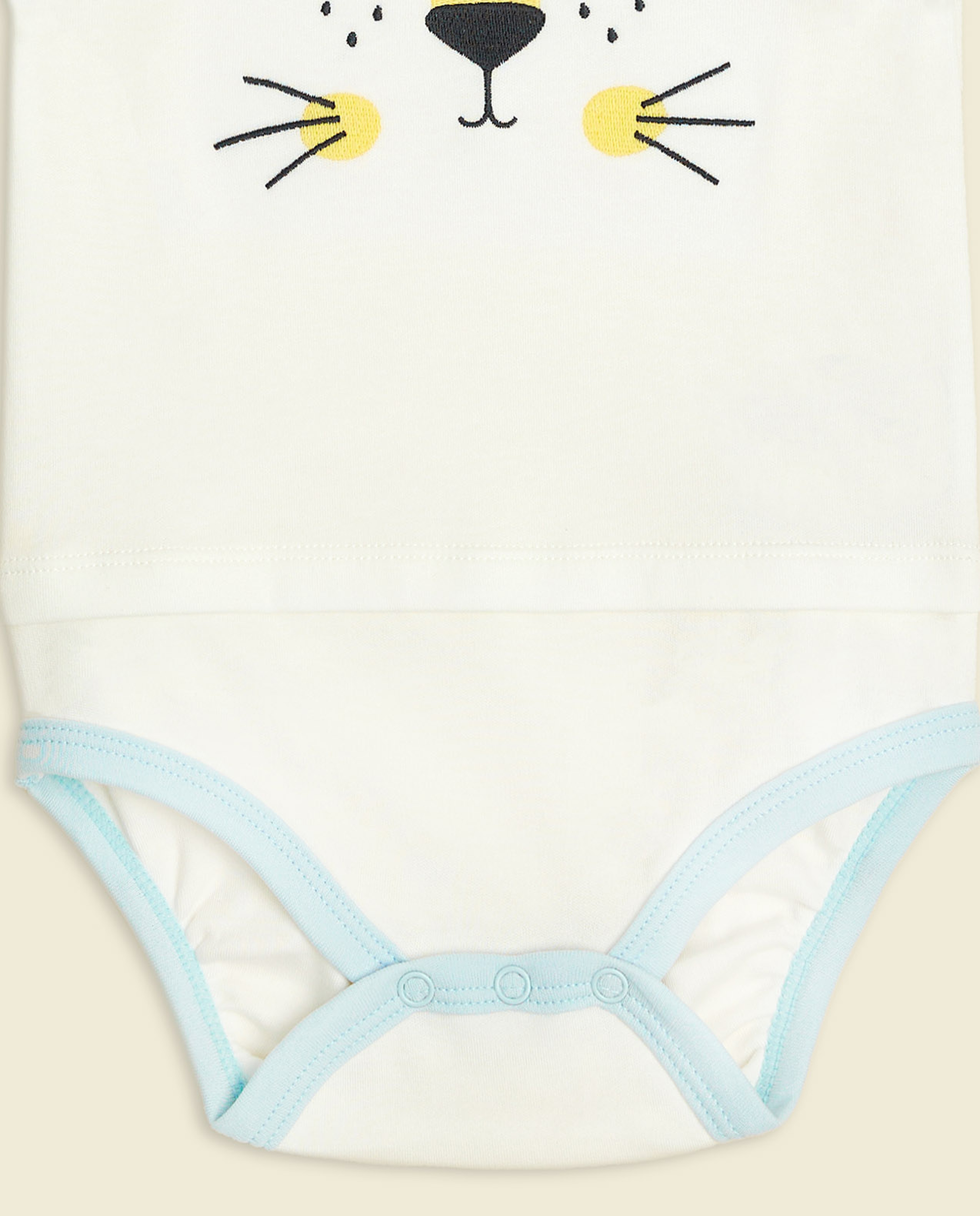 Embroidered Rompers with Crew Neck and Raglan Sleeves