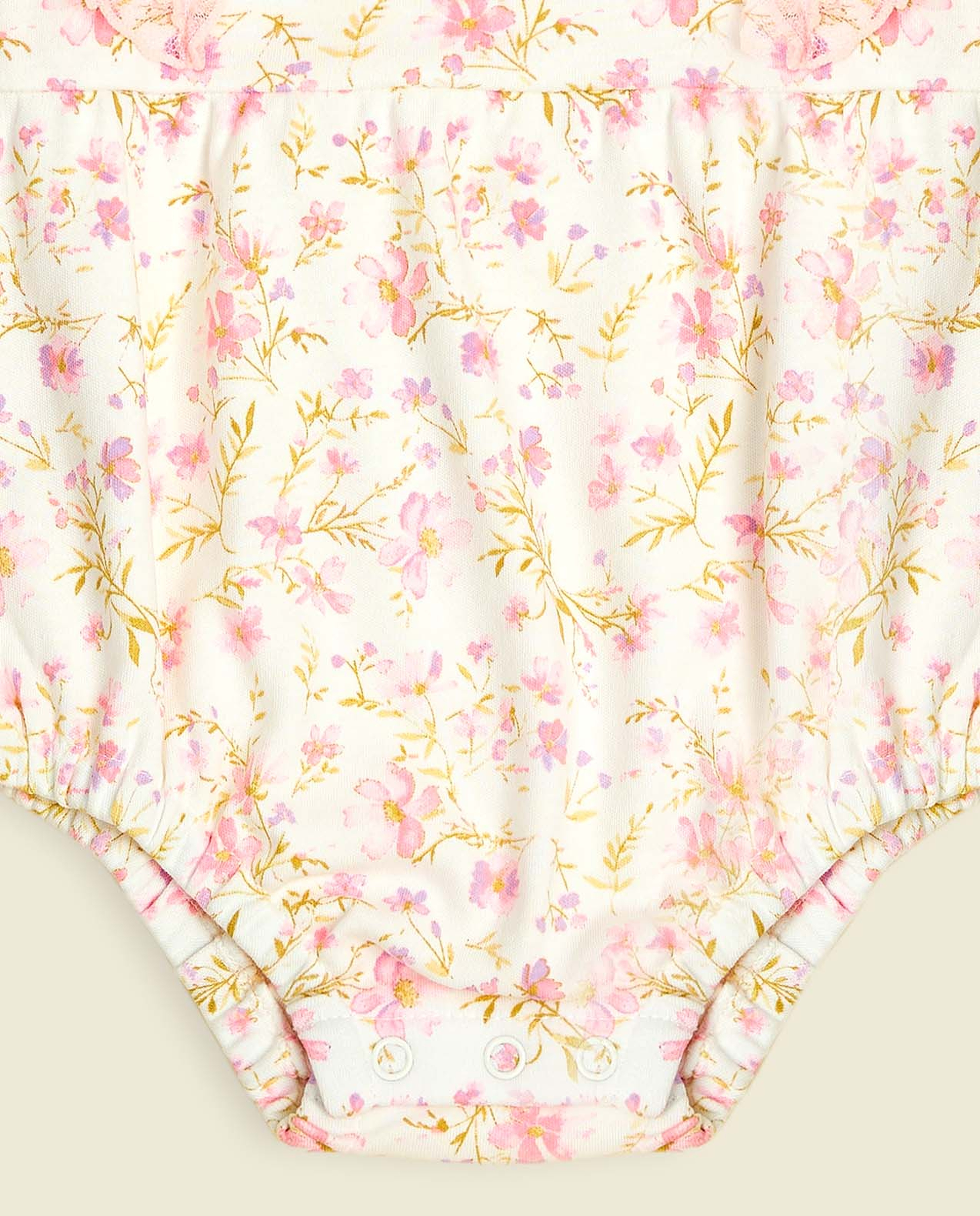 Printed Bodysuit with Crew Neck and Ruffle Sleeves