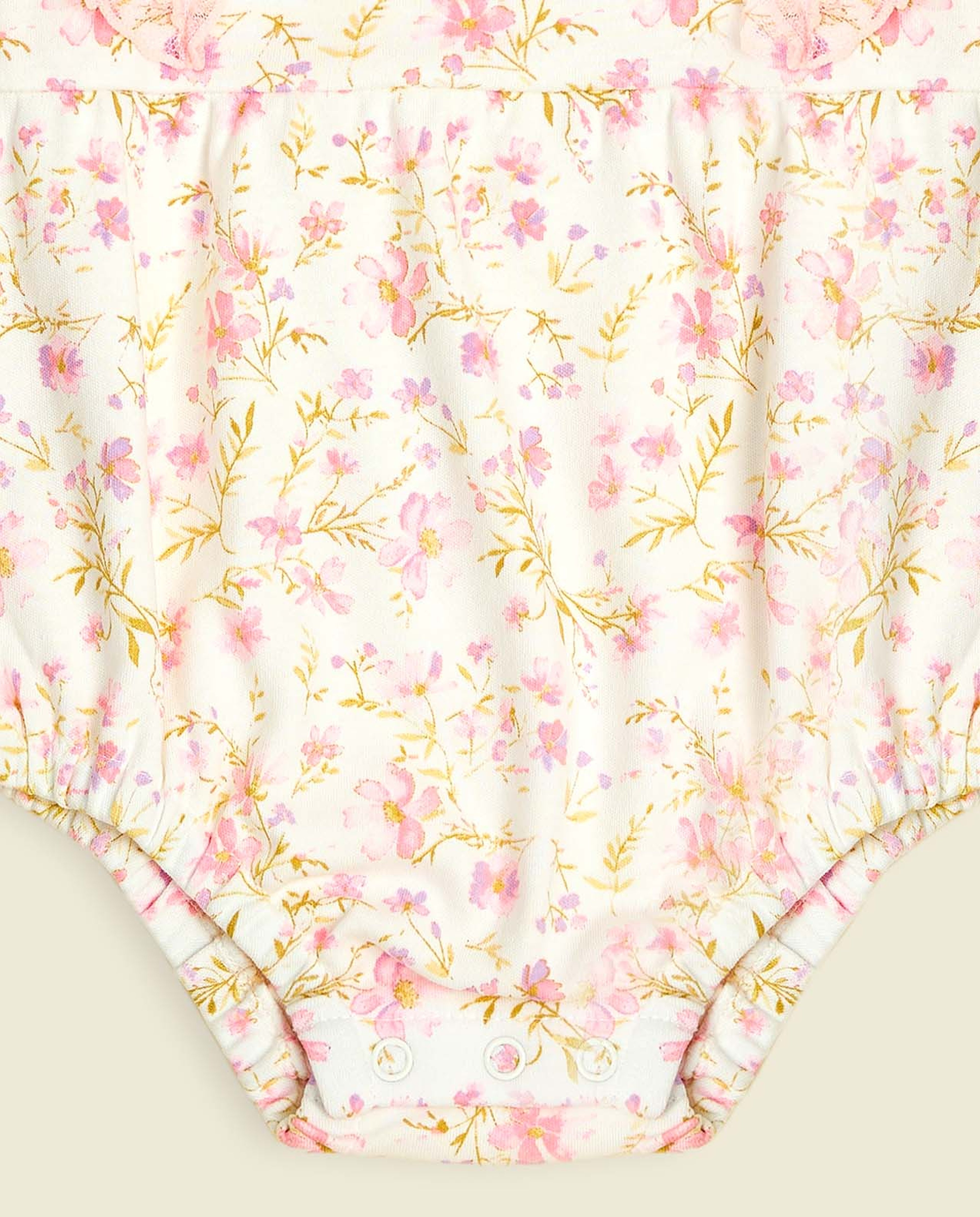 Printed Bodysuit with Crew Neck and Ruffle Sleeves