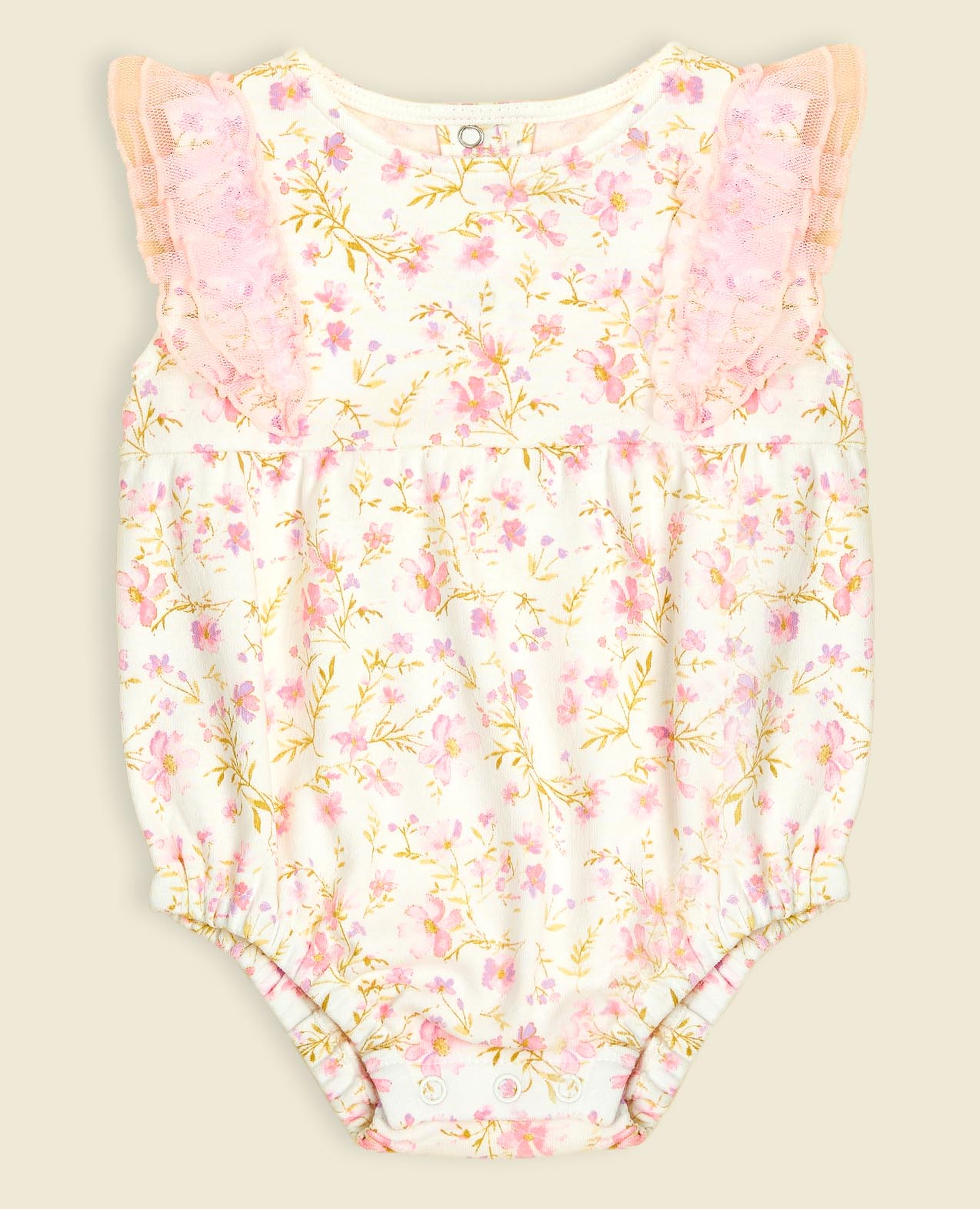 باديسوت برقبة مستديرة وأكمام مكشكشة بطبعة