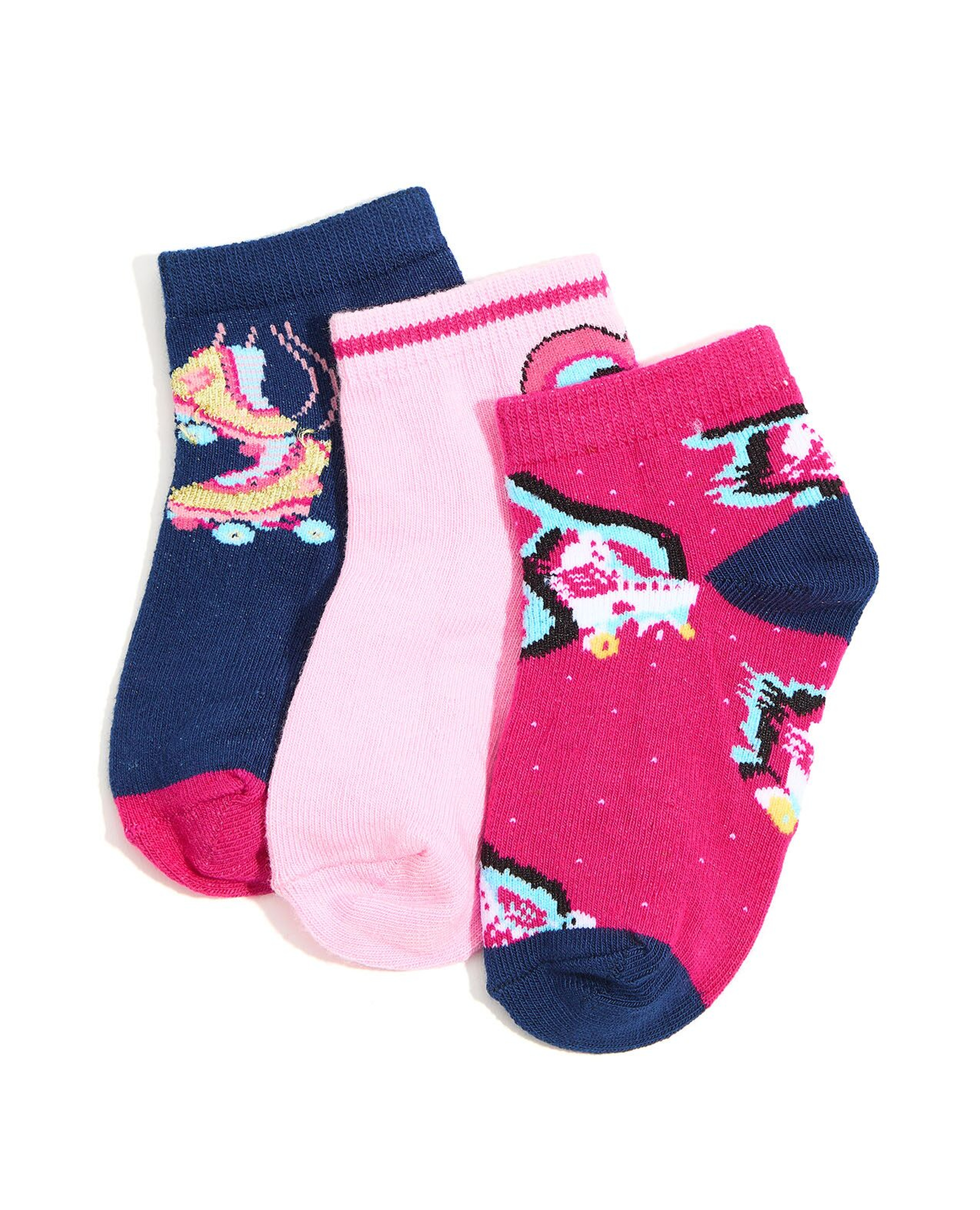 جوارب بطول الكاحل بطبعة - 3 أزواج