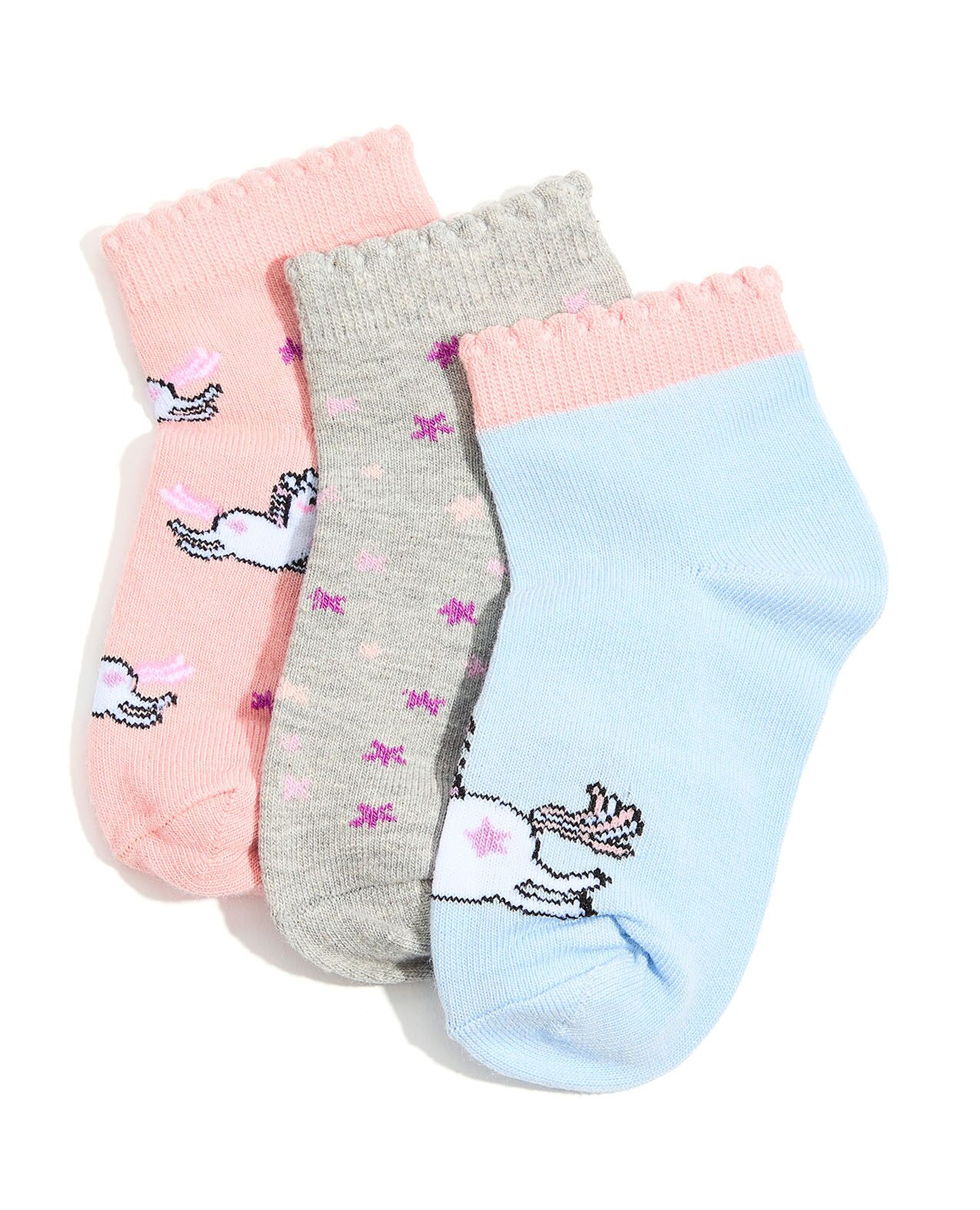 جوارب بطول الكاحل بطبعة - 3 أزواج