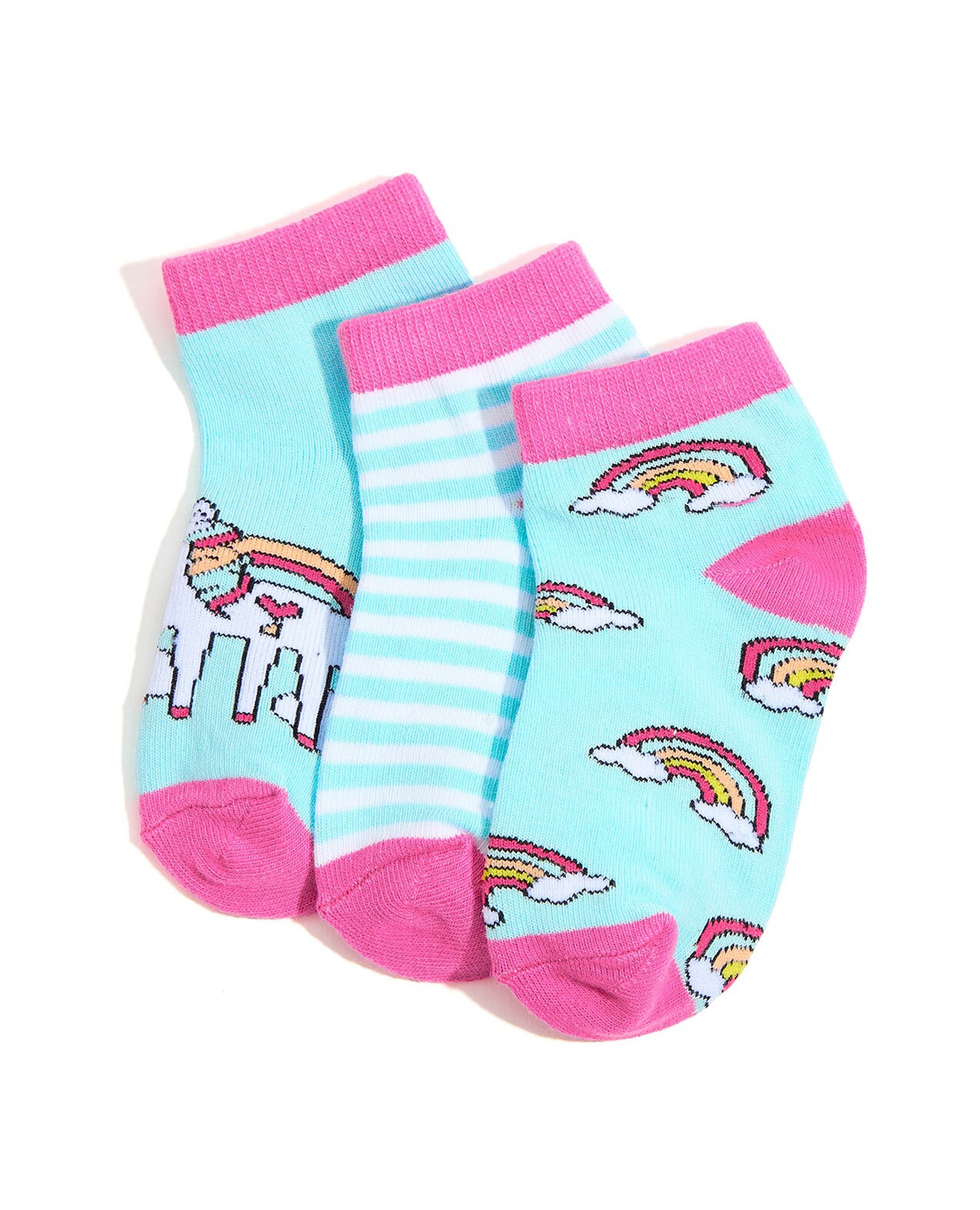 جوارب بطول الكاحل بطبعة - 3 أزواج