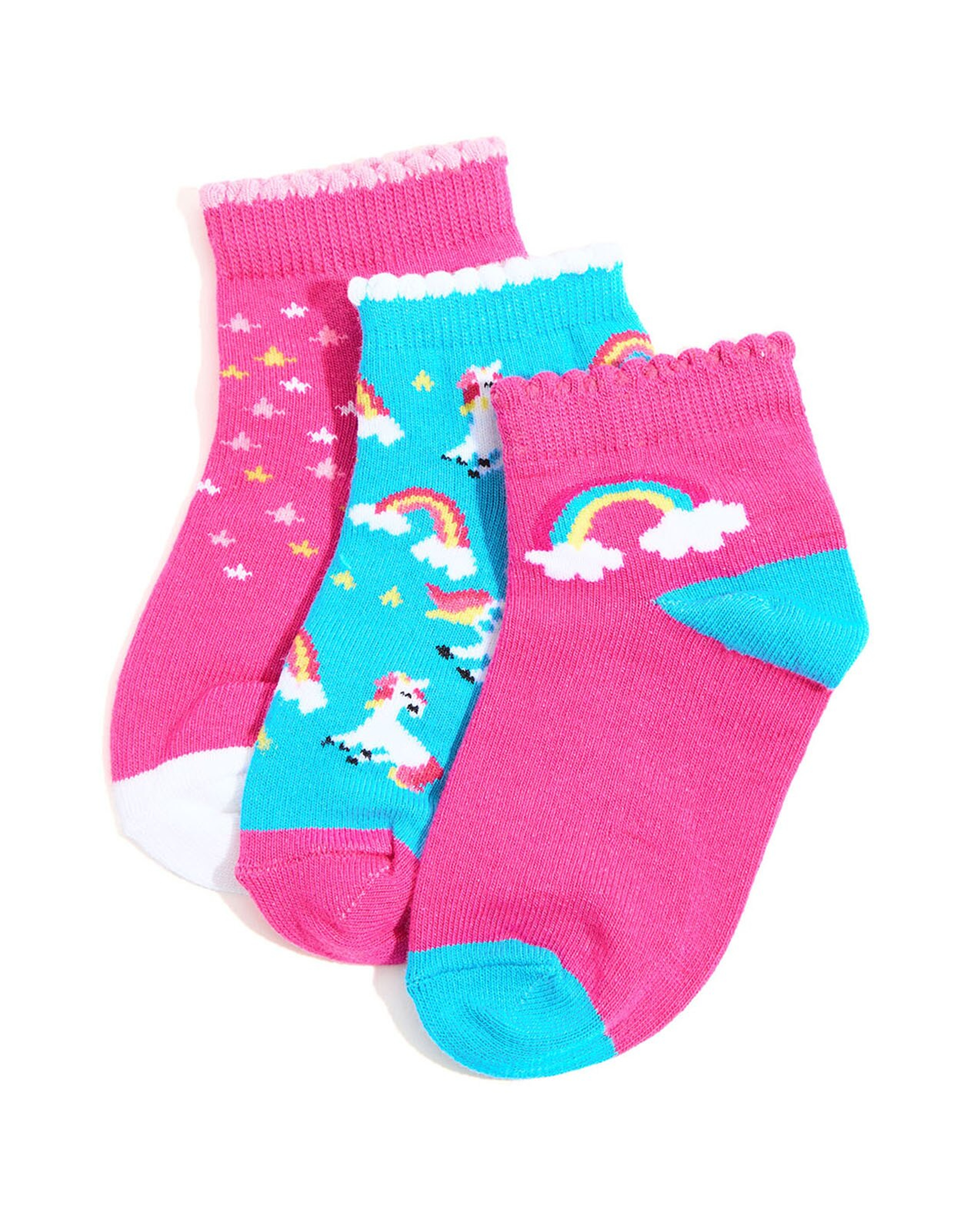 جوارب بطول الكاحل بطبعة - 3 أزواج