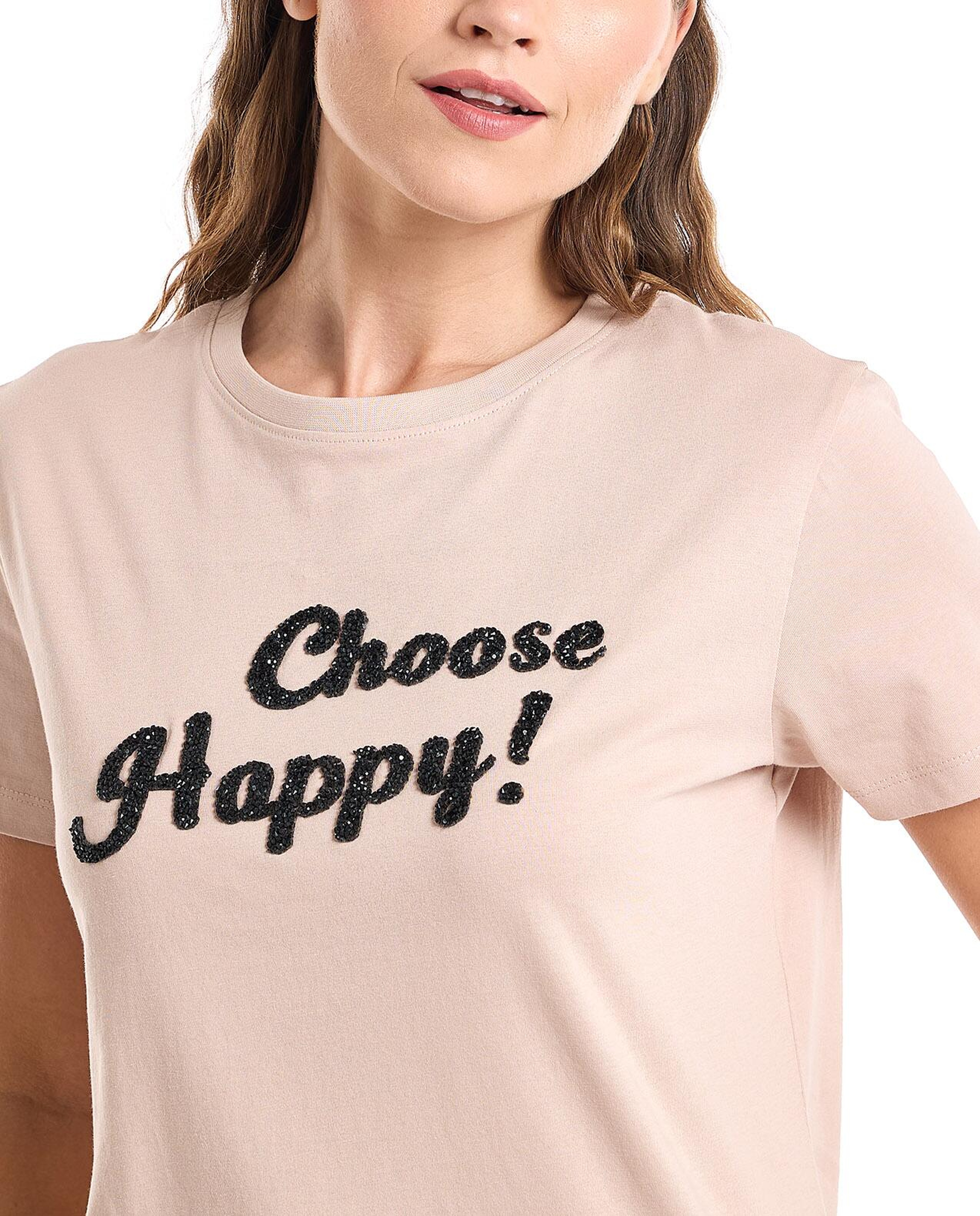 Embellished T-Shirt with Crew Neck and Short Sleeves